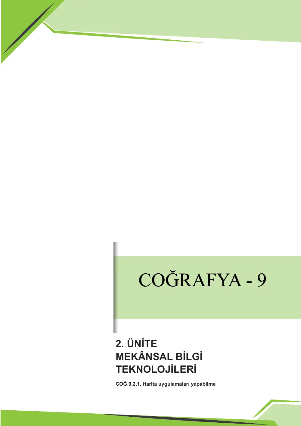 9. Sınıf Coğrafya Çalışma Kâğıdı: COĞ.9.2.1 Harita uygulamaları yapabilme sayfa 1