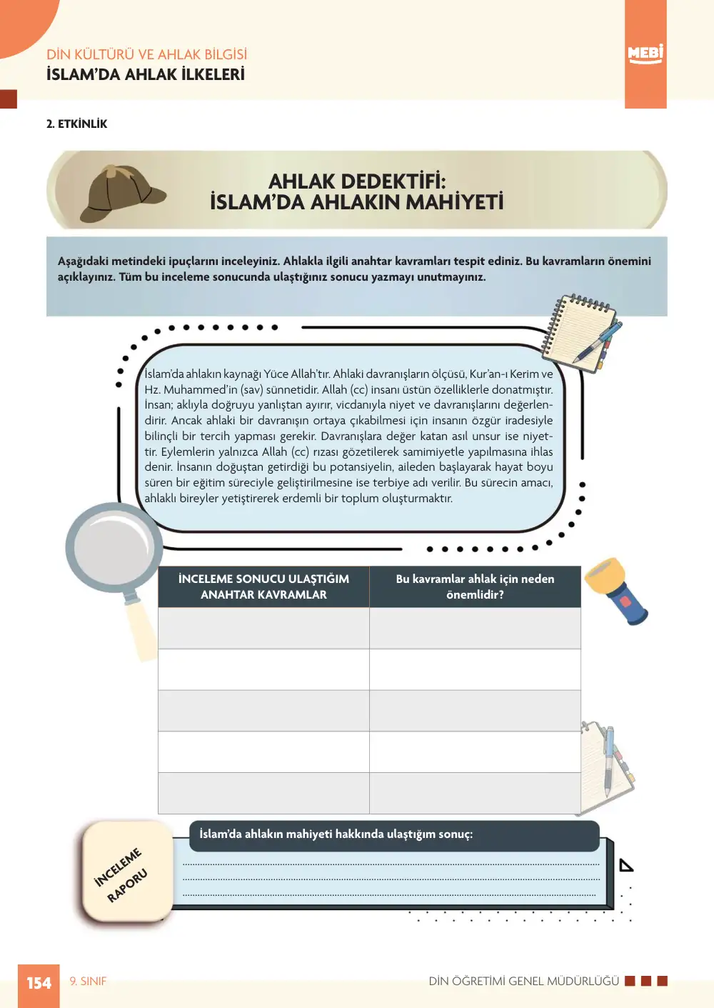 9. Sınıf Din Kültürü ve Ahlak Bilgisi Bireysel Öğrenme Etkinlikleri (2026-2027) sayfa 152