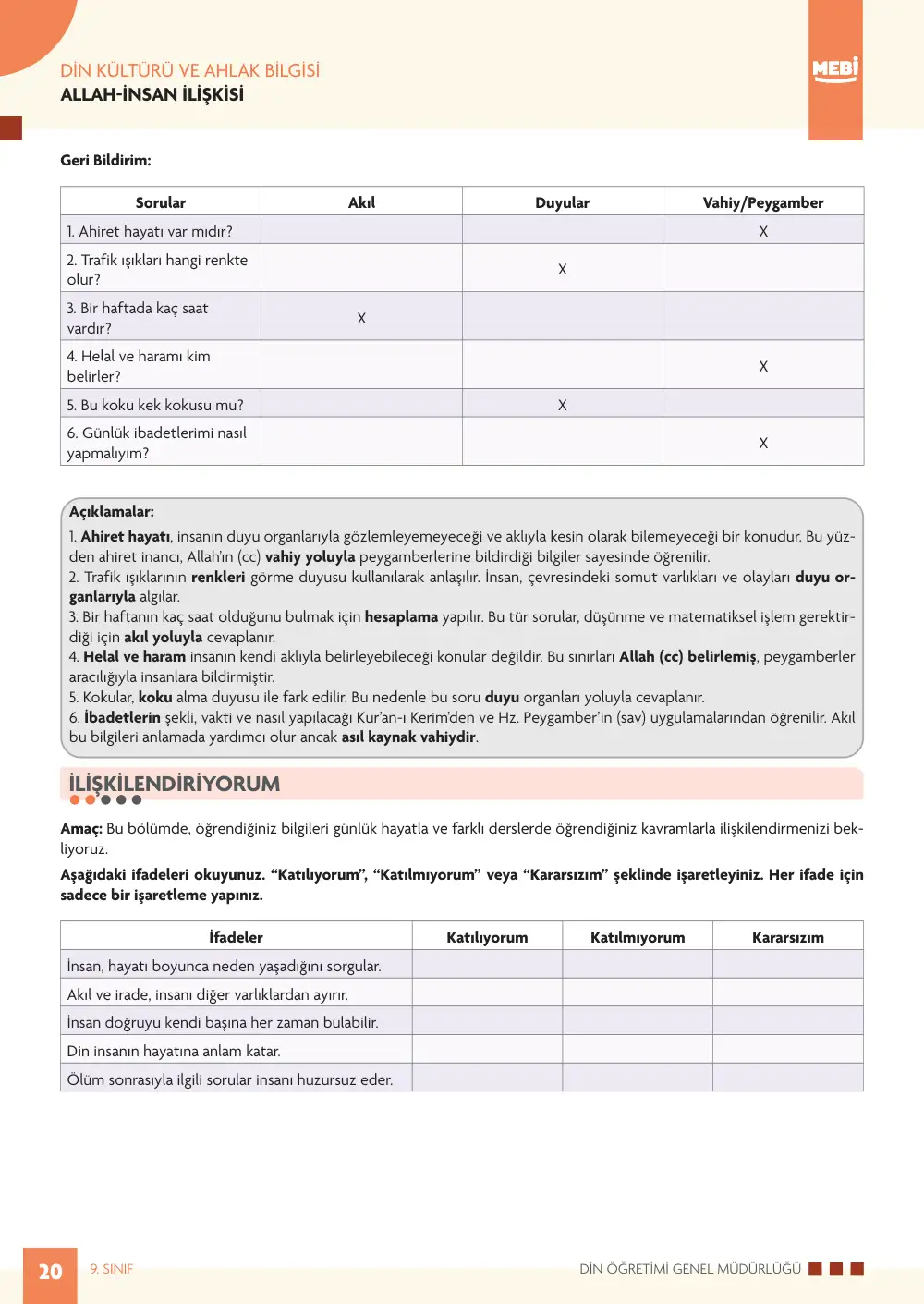 9. Sınıf Din Kültürü ve Ahlak Bilgisi Bireysel Öğrenme Etkinlikleri (2026-2027) sayfa 18