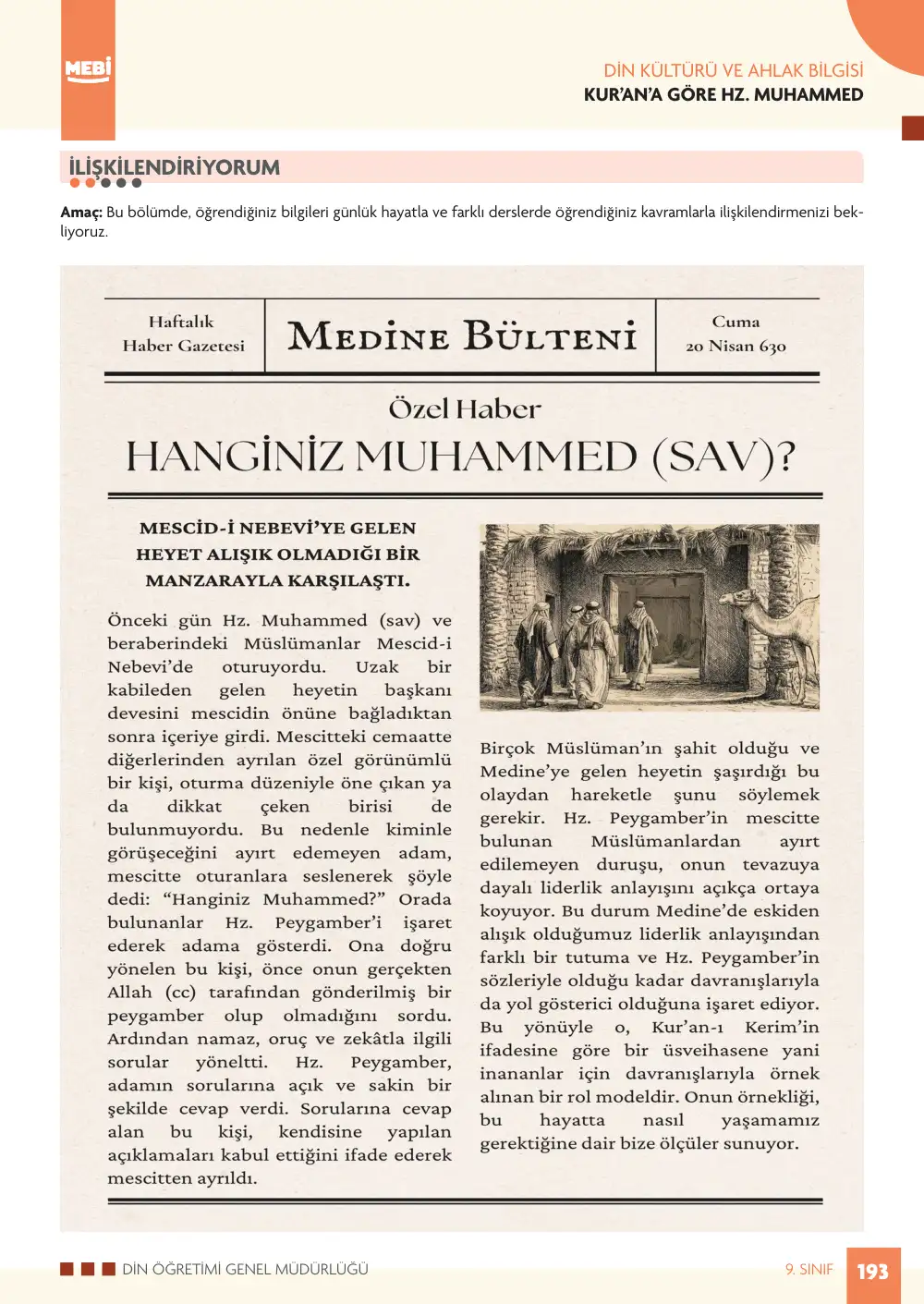 9. Sınıf Din Kültürü ve Ahlak Bilgisi Bireysel Öğrenme Etkinlikleri (2026-2027) sayfa 191
