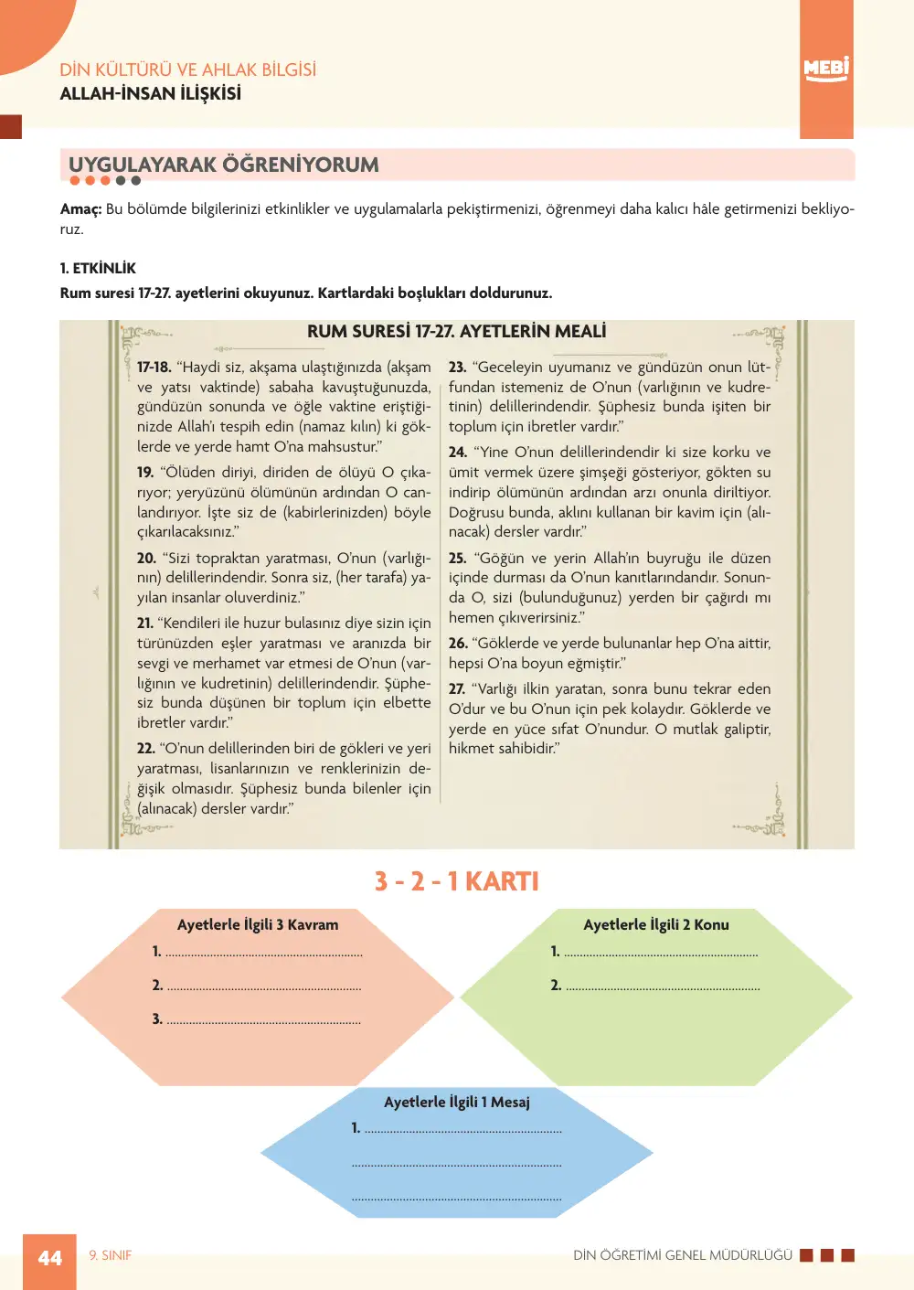 9. Sınıf Din Kültürü ve Ahlak Bilgisi Bireysel Öğrenme Etkinlikleri (2026-2027) sayfa 42