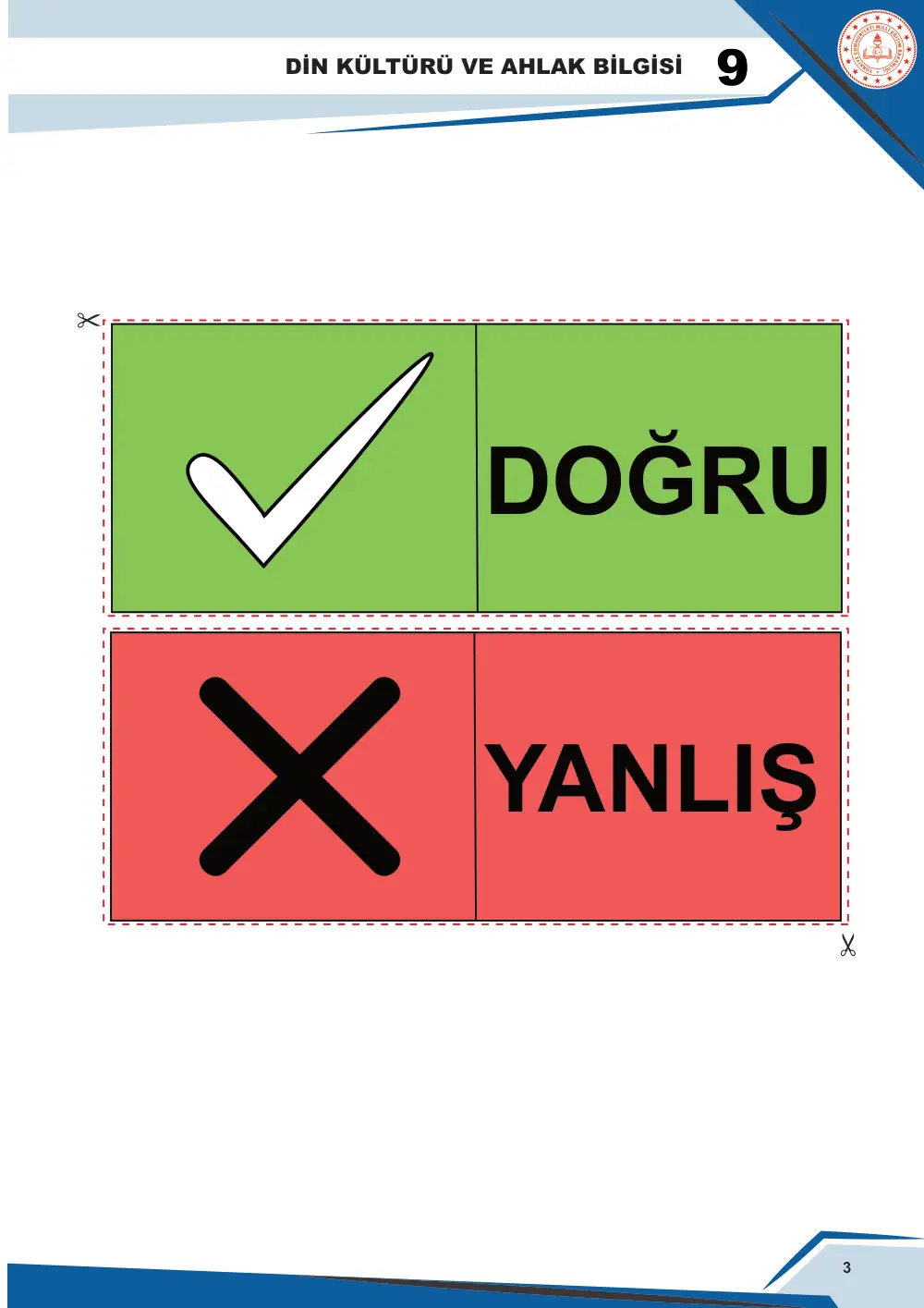 9. Sınıf Din Kültürü ve Ahlak Bilgisi Çalışma Kâğıdı: DKAB.9.1.1 İnsanın yaratılışını ve özelliklerini ayetlerden hareketle tefekkür ederek sorgulayabilme cevap anahtarı sayfa 3