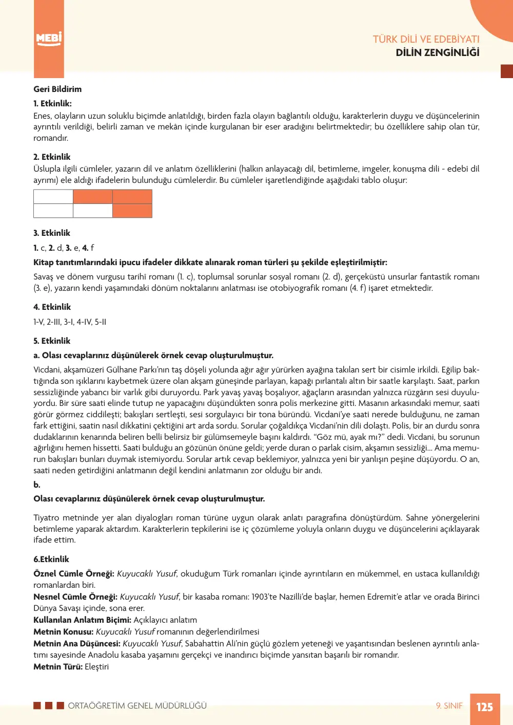 9. Sınıf Türk Dili ve Edebiyatı Bireysel Öğrenme Etkinlikleri (2026-2027) sayfa 123