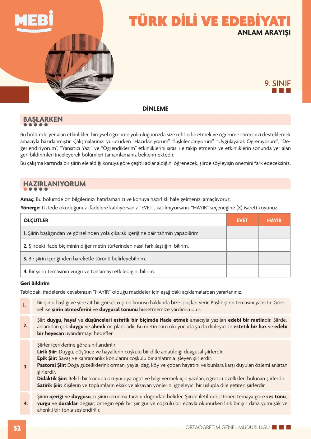 9. Sınıf Türk Dili ve Edebiyatı Bireysel Öğrenme Etkinlikleri (2026-2027) sayfa 50