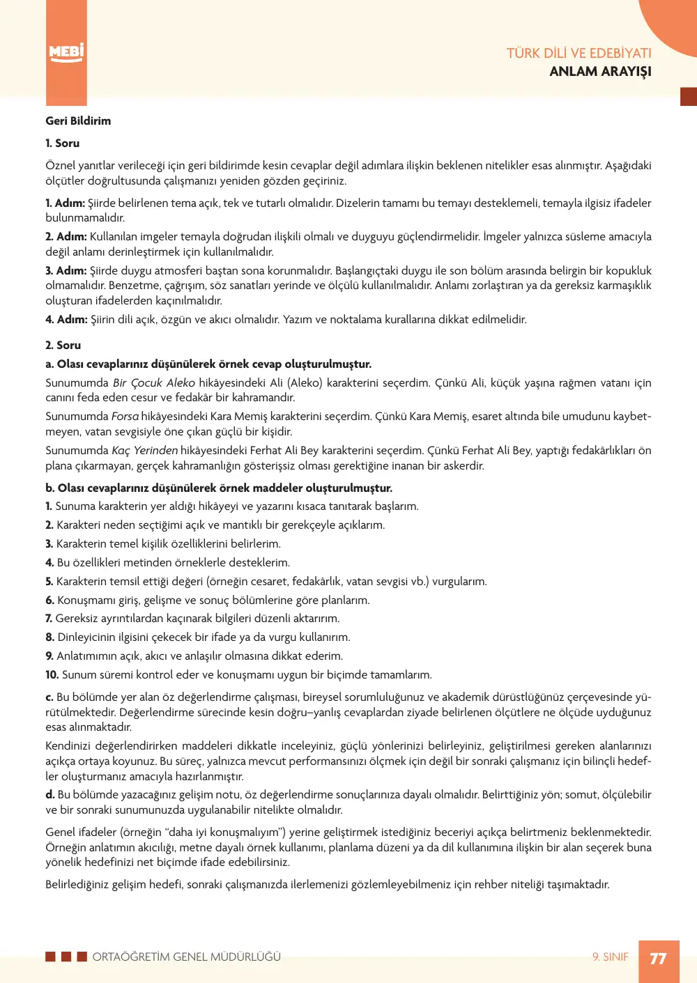 9. Sınıf Türk Dili ve Edebiyatı Bireysel Öğrenme Etkinlikleri (2026-2027) sayfa 75