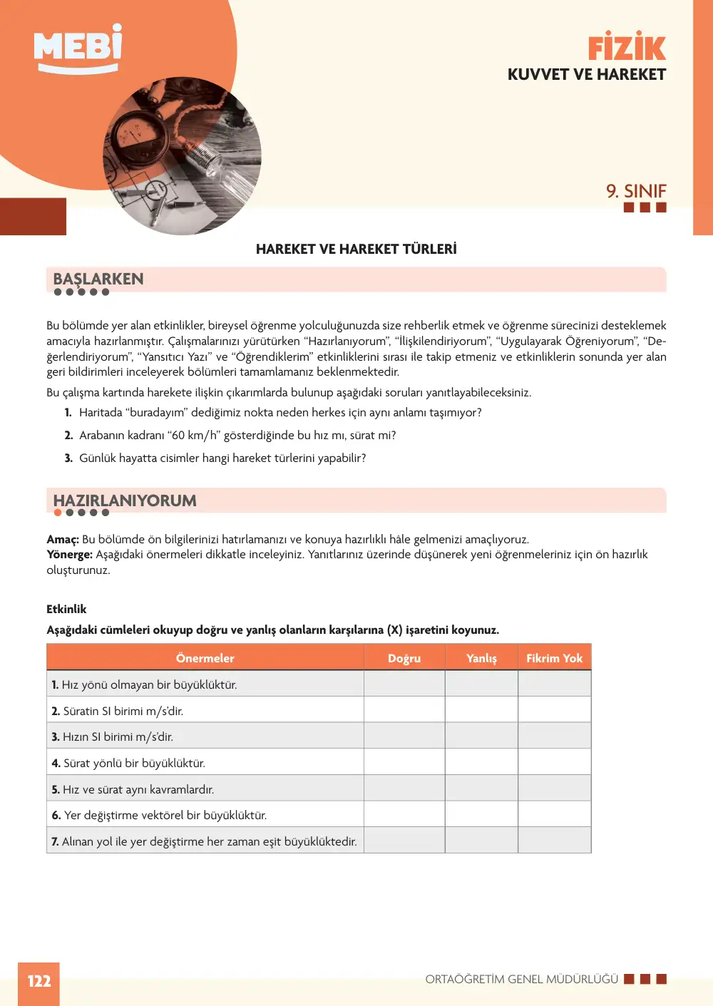 9. Sınıf Fizik Bireysel Öğrenme Etkinlikleri (2026-2027) sayfa 126