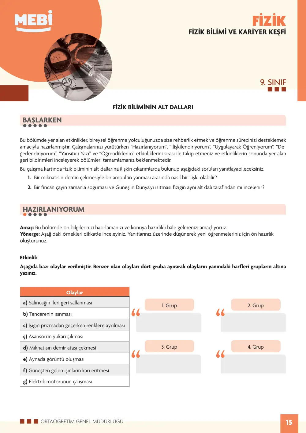 9. Sınıf Fizik Bireysel Öğrenme Etkinlikleri (2026-2027) sayfa 19
