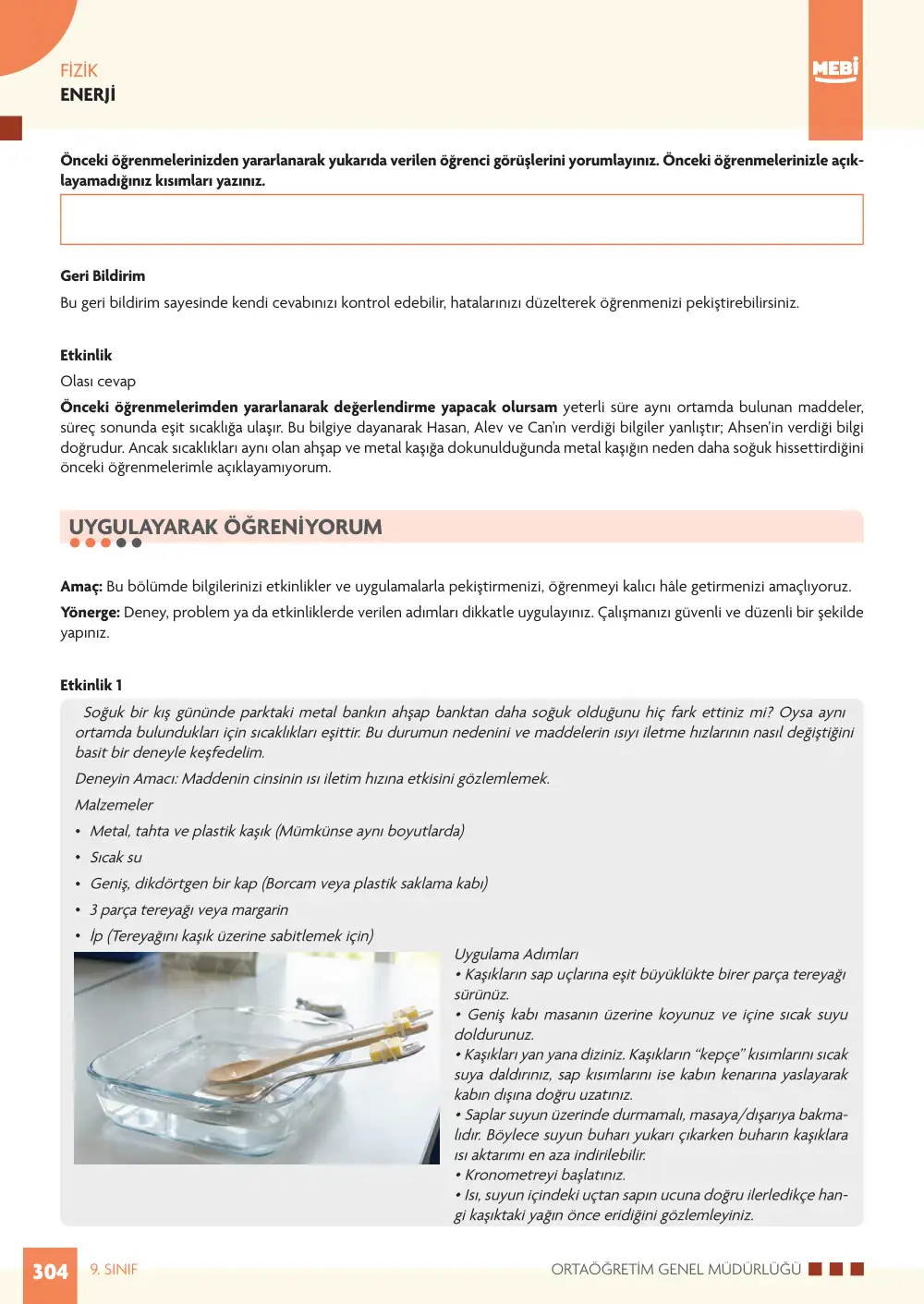 9. Sınıf Fizik Bireysel Öğrenme Etkinlikleri (2026-2027) sayfa 308