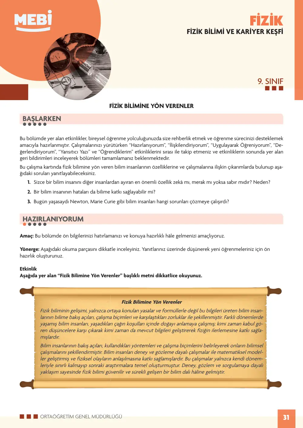 9. Sınıf Fizik Bireysel Öğrenme Etkinlikleri (2026-2027) sayfa 35
