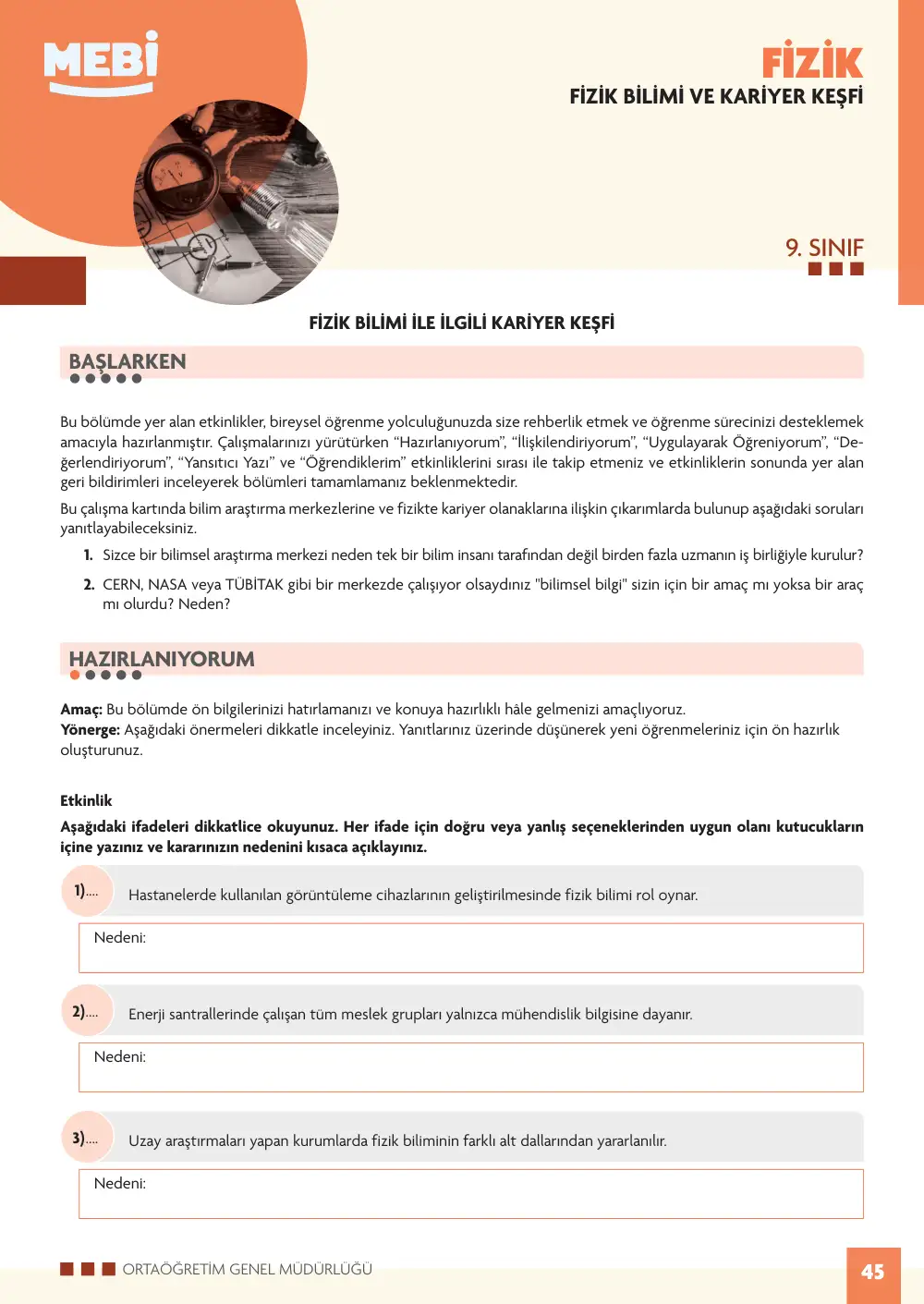 9. Sınıf Fizik Bireysel Öğrenme Etkinlikleri (2026-2027) sayfa 49