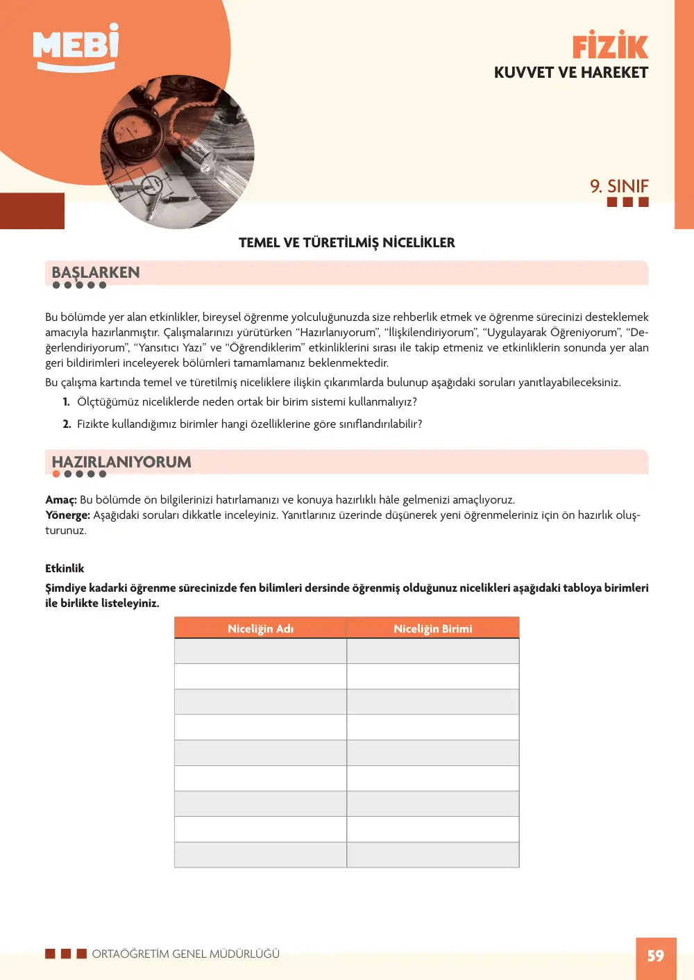 9. Sınıf Fizik Bireysel Öğrenme Etkinlikleri (2026-2027) sayfa 63