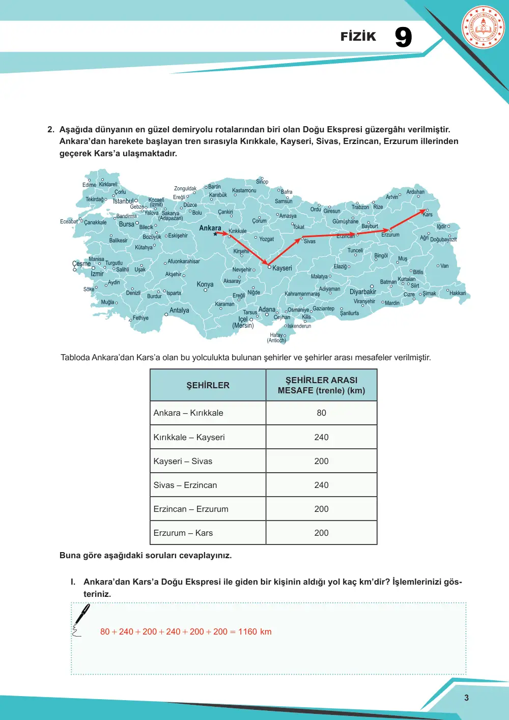 9. Sınıf Fizik Çalışma Kâğıdı: FİZ.9.2.6 Hareketin temel kavramlarının tanımlarına yönelik tümevarımsal akıl yürütebilme cevap anahtarı sayfa 3