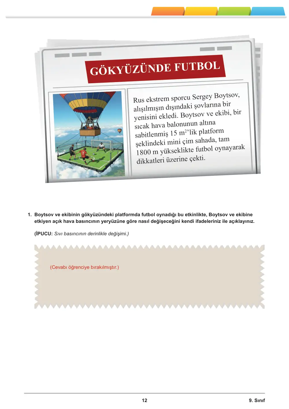9. Sınıf Fizik Öğrenme Etkinlikleri Seti 1 (2025-2026) cevap anahtarı sayfa 13