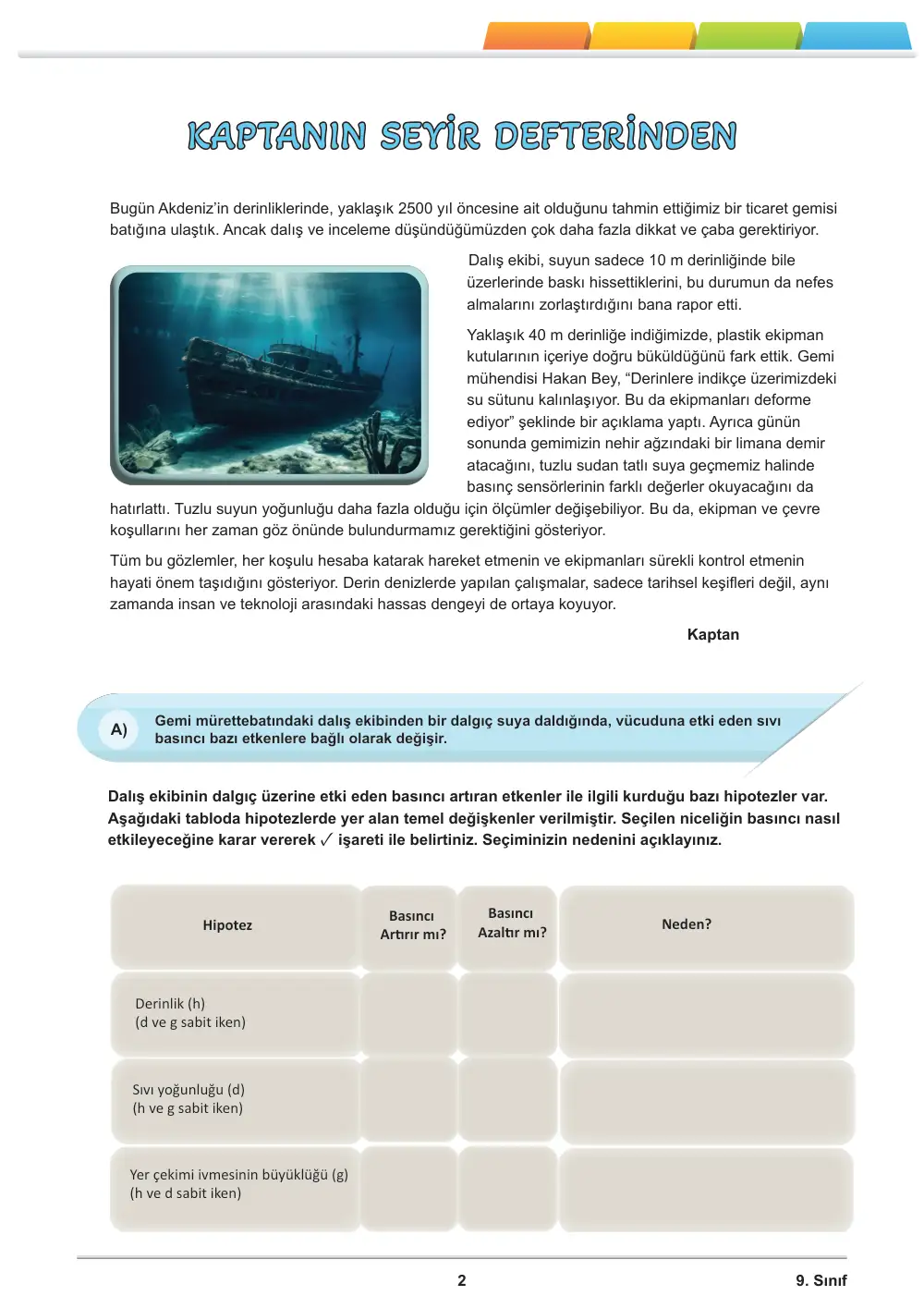 9. Sınıf Fizik Öğrenme Etkinlikleri Seti 1 (2025-2026) sayfa 3