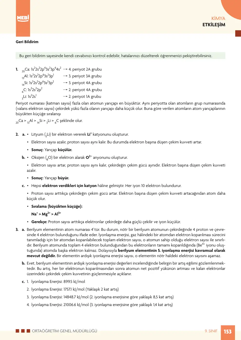 9. Sınıf Kimya Bireysel Öğrenme Etkinlikleri (2026-2027) sayfa 151