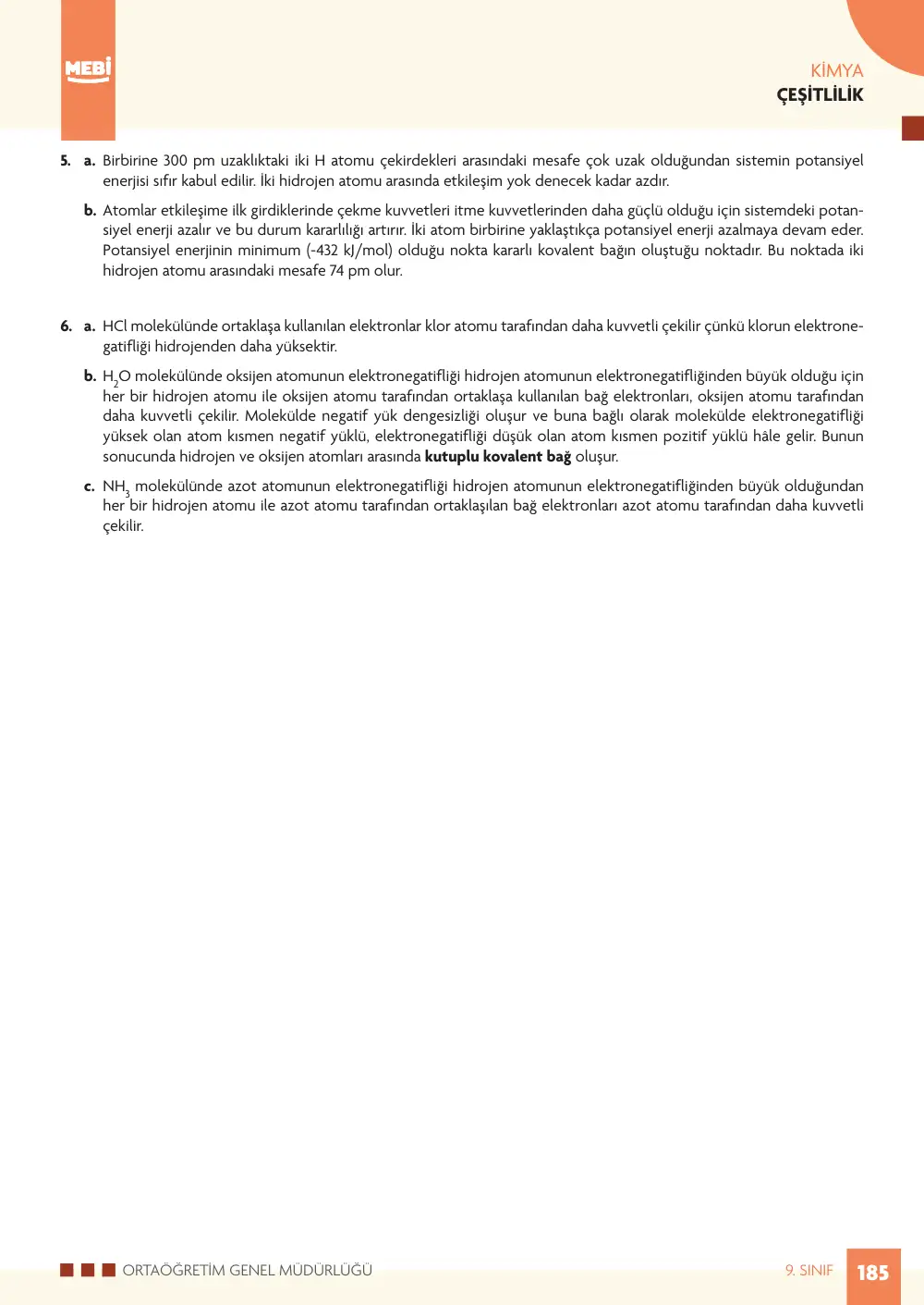 9. Sınıf Kimya Bireysel Öğrenme Etkinlikleri (2026-2027) sayfa 183