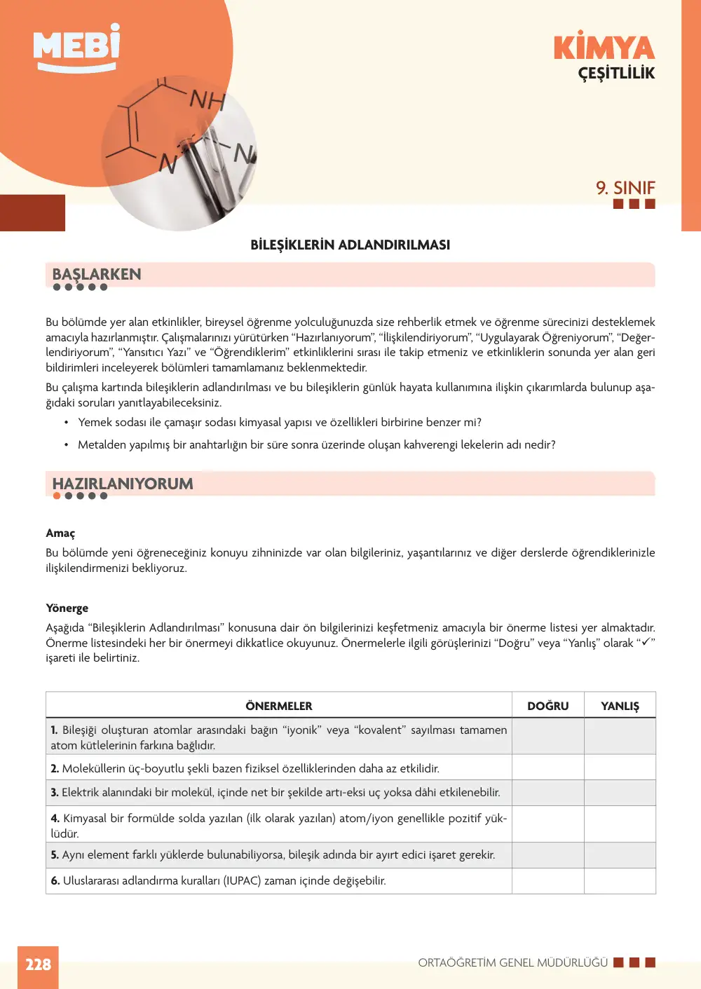 9. Sınıf Kimya Bireysel Öğrenme Etkinlikleri (2026-2027) sayfa 226