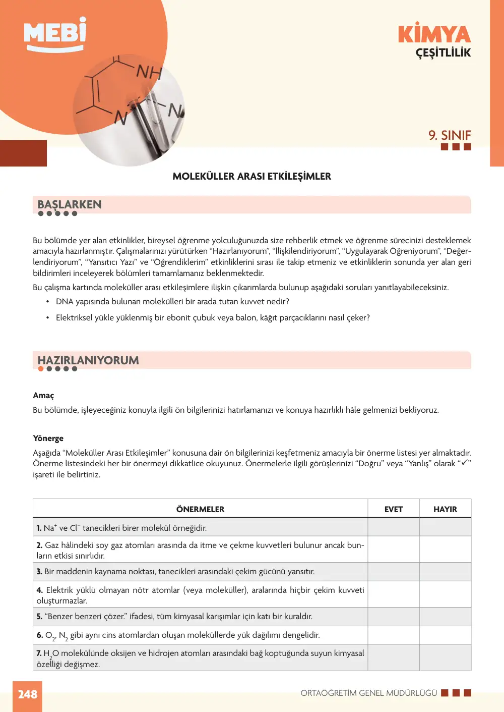 9. Sınıf Kimya Bireysel Öğrenme Etkinlikleri (2026-2027) sayfa 246