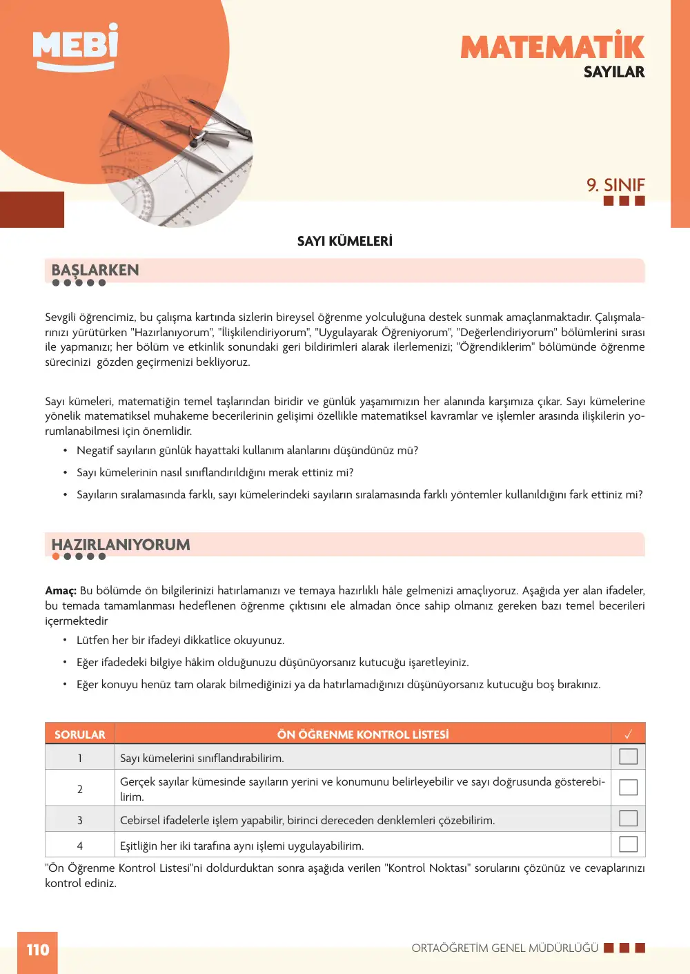9. Sınıf Matematik Bireysel Öğrenme Etkinlikleri (2026-2027) sayfa 108