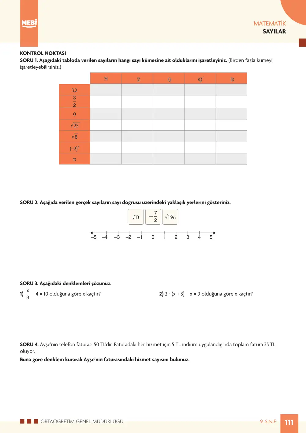9. Sınıf Matematik Bireysel Öğrenme Etkinlikleri (2026-2027) sayfa 109