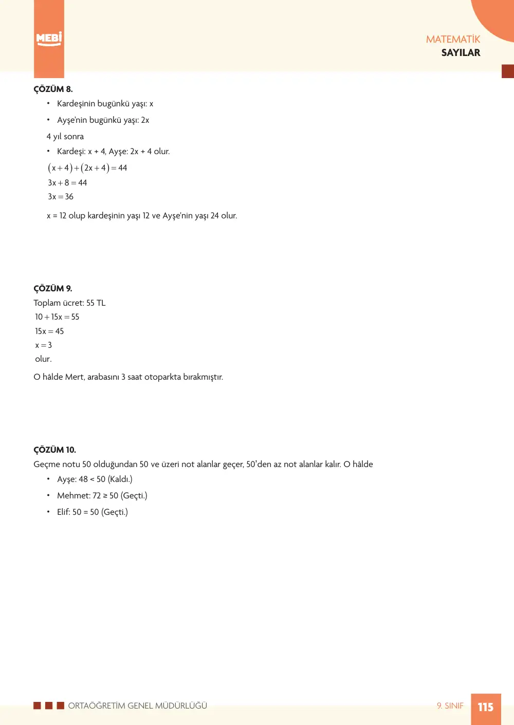 9. Sınıf Matematik Bireysel Öğrenme Etkinlikleri (2026-2027) sayfa 113