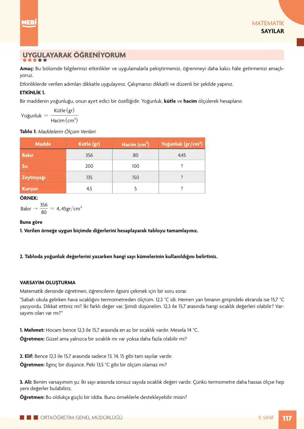 9. Sınıf Matematik Bireysel Öğrenme Etkinlikleri (2026-2027) sayfa 115