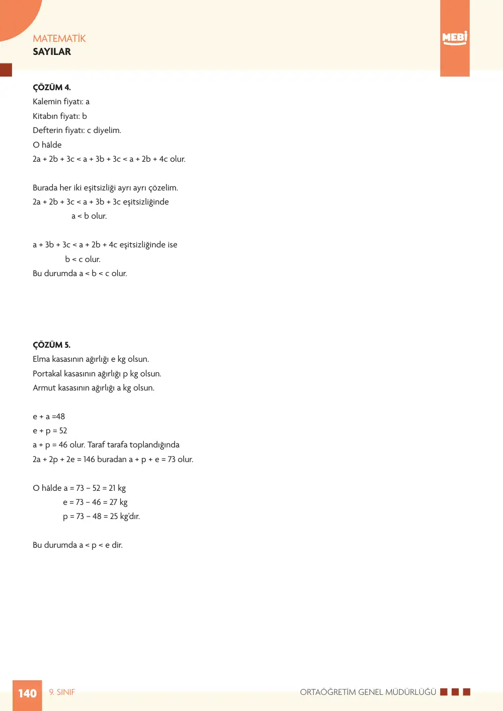 9. Sınıf Matematik Bireysel Öğrenme Etkinlikleri (2026-2027) sayfa 138
