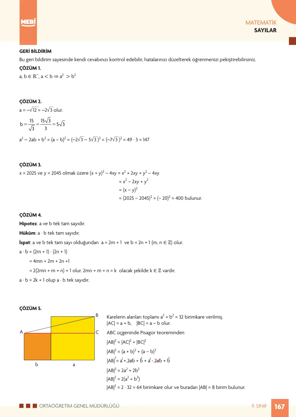 9. Sınıf Matematik Bireysel Öğrenme Etkinlikleri (2026-2027) sayfa 165