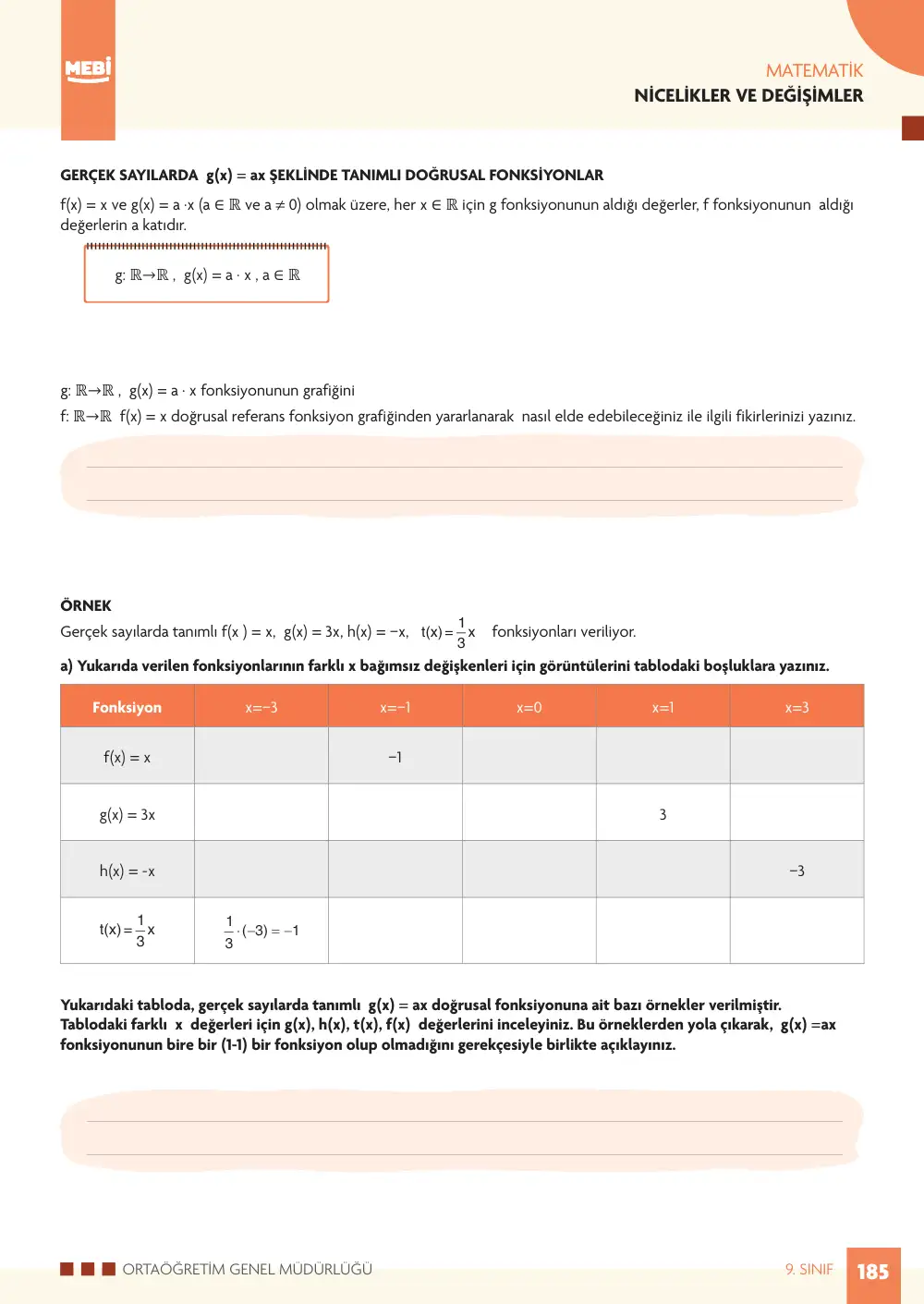 9. Sınıf Matematik Bireysel Öğrenme Etkinlikleri (2026-2027) sayfa 183