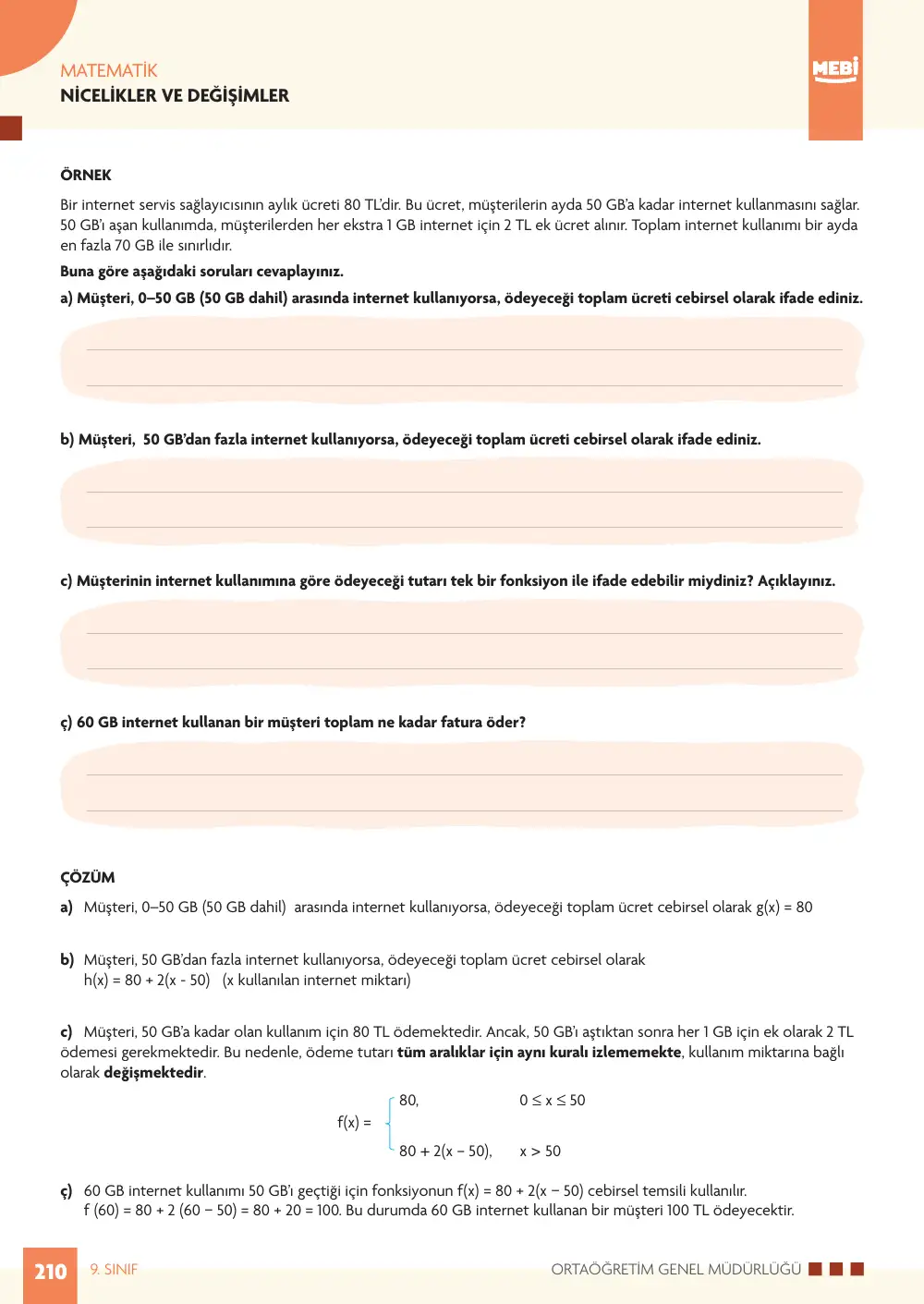 9. Sınıf Matematik Bireysel Öğrenme Etkinlikleri (2026-2027) sayfa 208