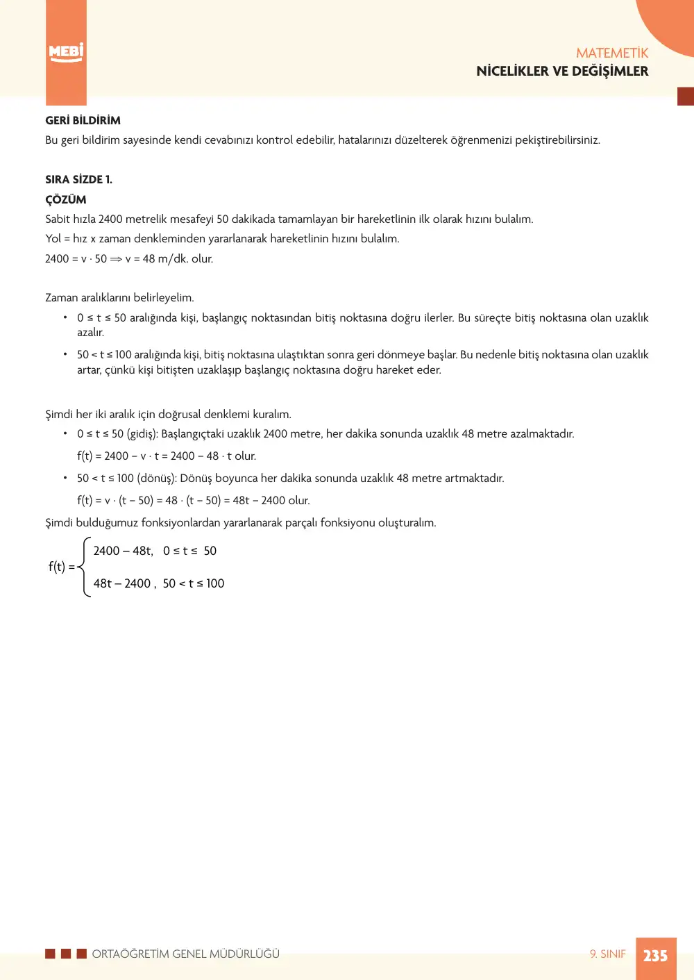 9. Sınıf Matematik Bireysel Öğrenme Etkinlikleri (2026-2027) sayfa 233