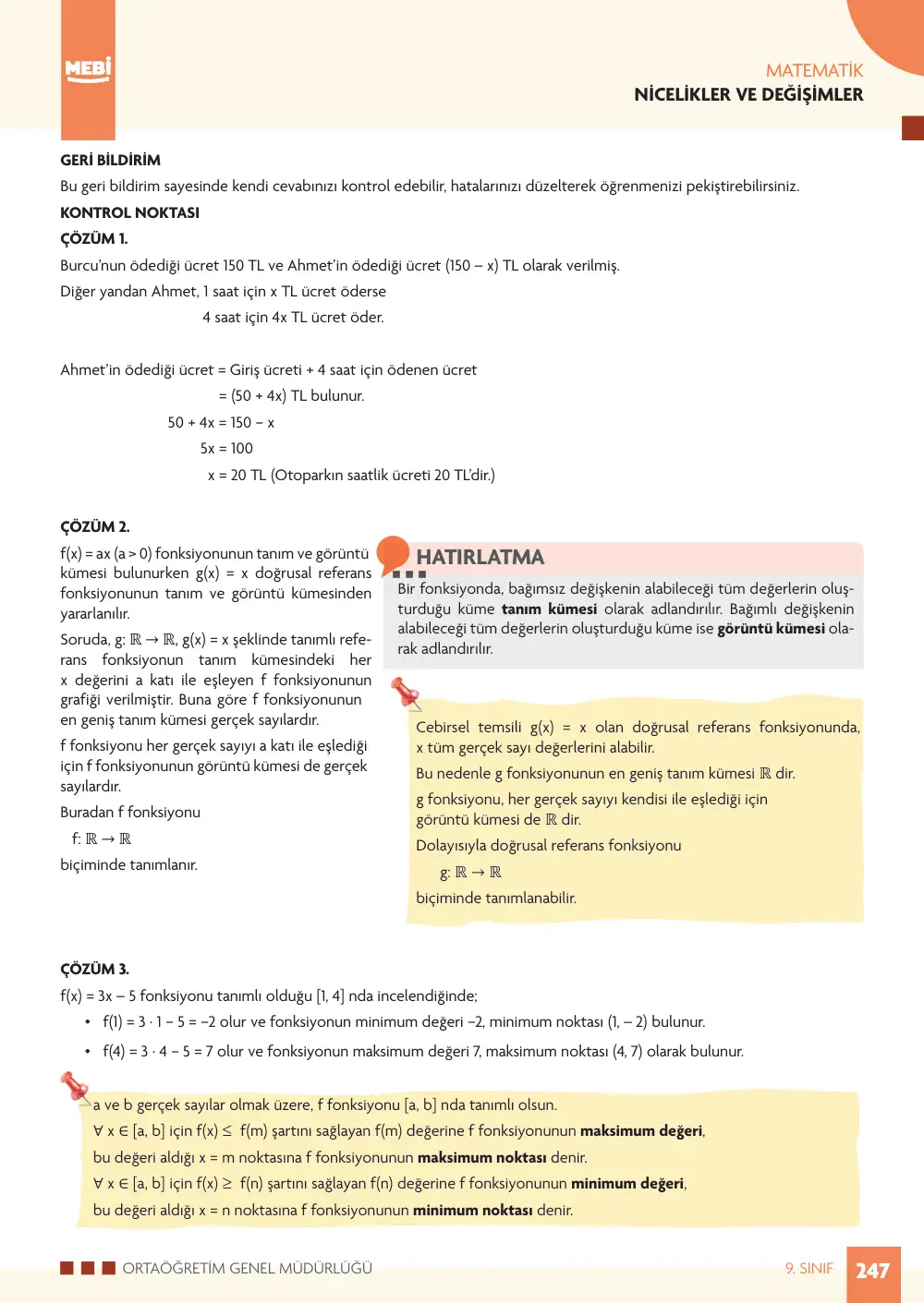9. Sınıf Matematik Bireysel Öğrenme Etkinlikleri (2026-2027) sayfa 245