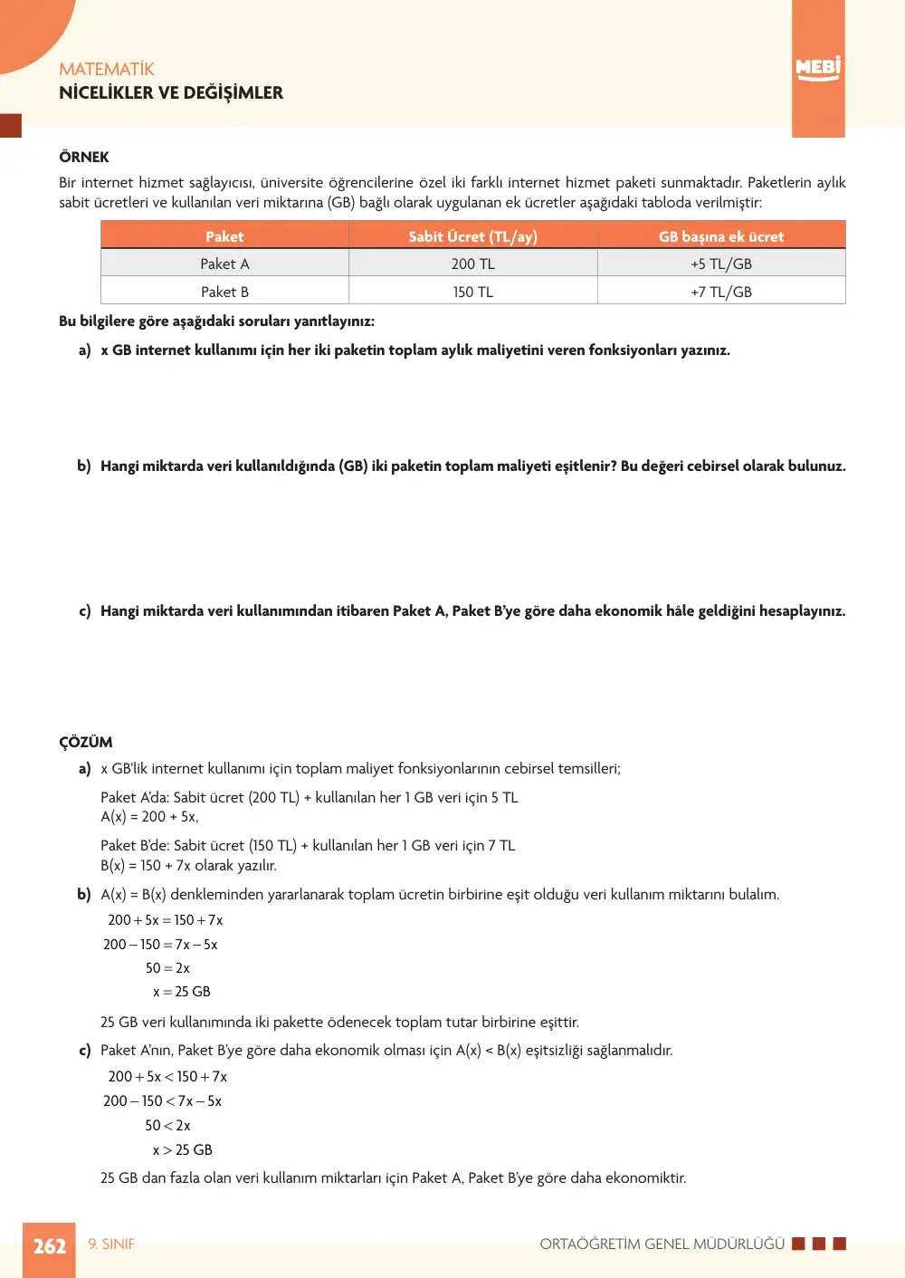 9. Sınıf Matematik Bireysel Öğrenme Etkinlikleri (2026-2027) sayfa 260