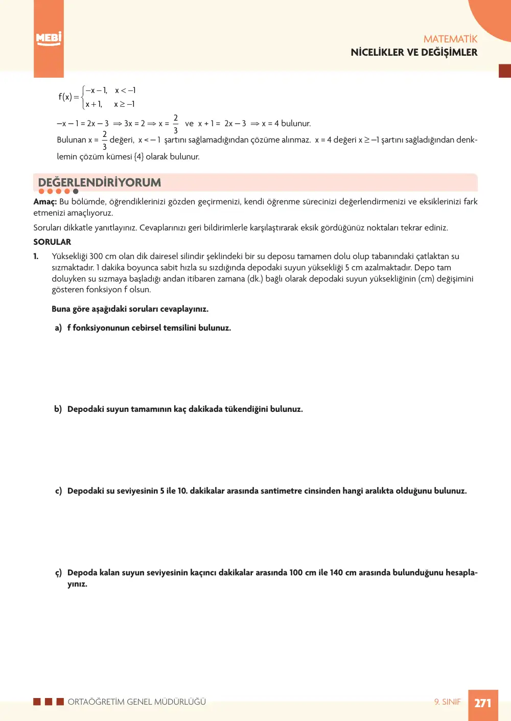 9. Sınıf Matematik Bireysel Öğrenme Etkinlikleri (2026-2027) sayfa 269