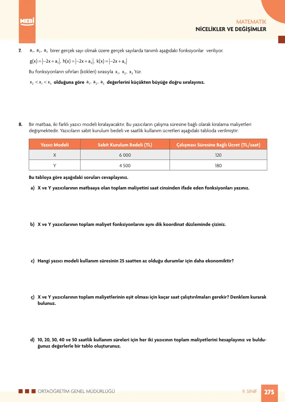 9. Sınıf Matematik Bireysel Öğrenme Etkinlikleri (2026-2027) sayfa 273