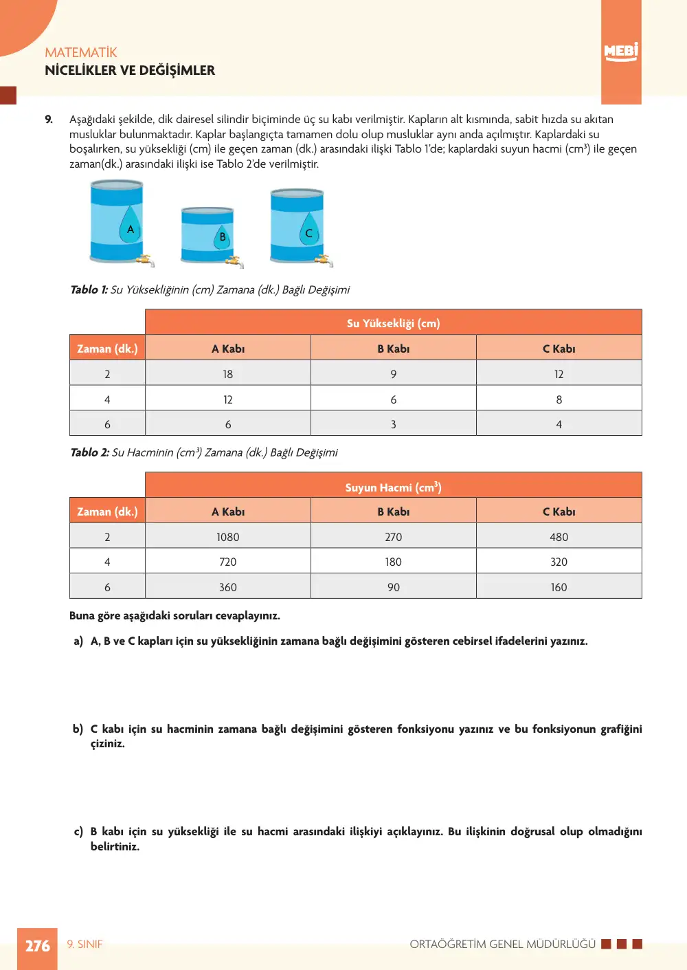 9. Sınıf Matematik Bireysel Öğrenme Etkinlikleri (2026-2027) sayfa 274