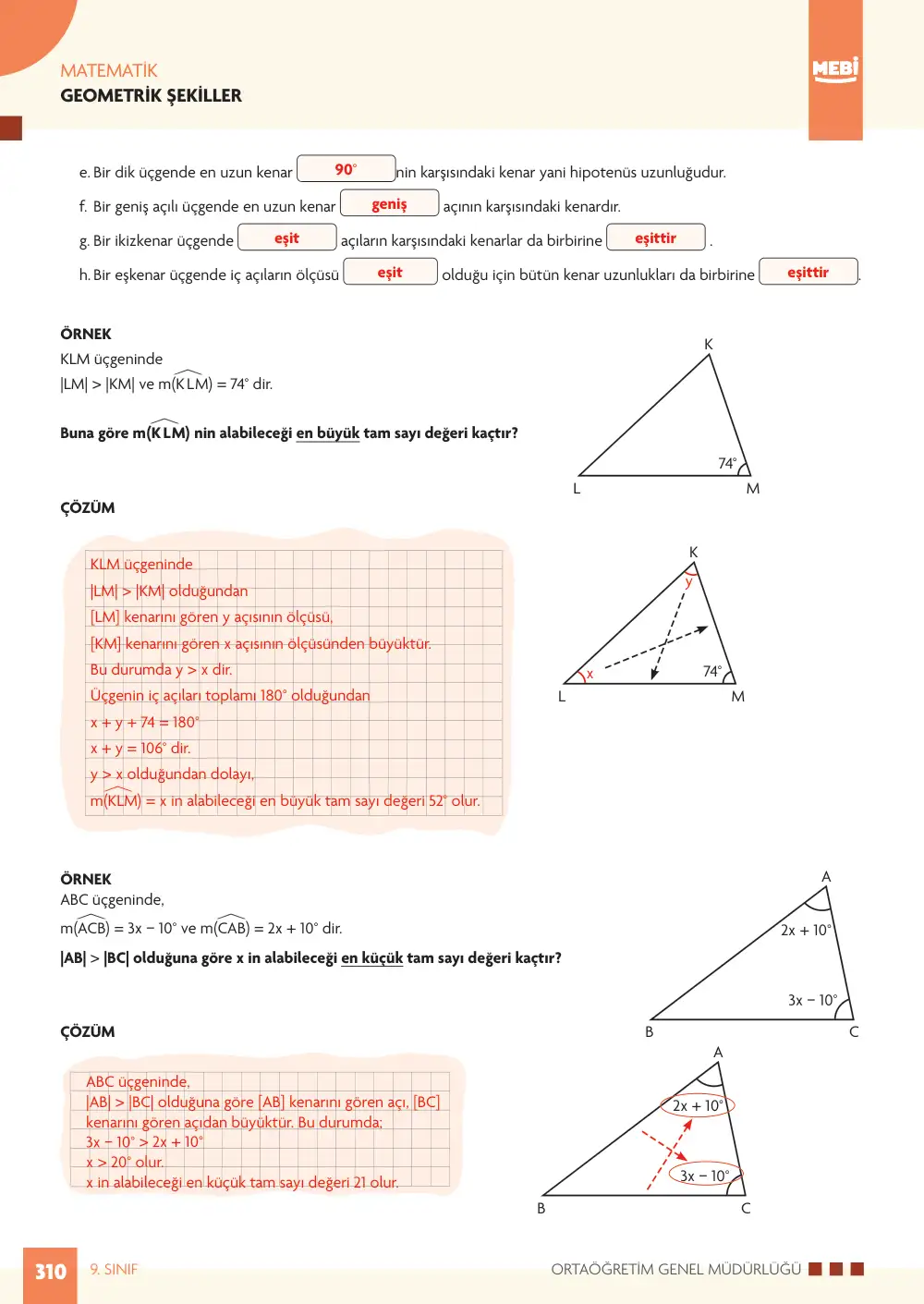 9. Sınıf Matematik Bireysel Öğrenme Etkinlikleri (2026-2027) sayfa 308