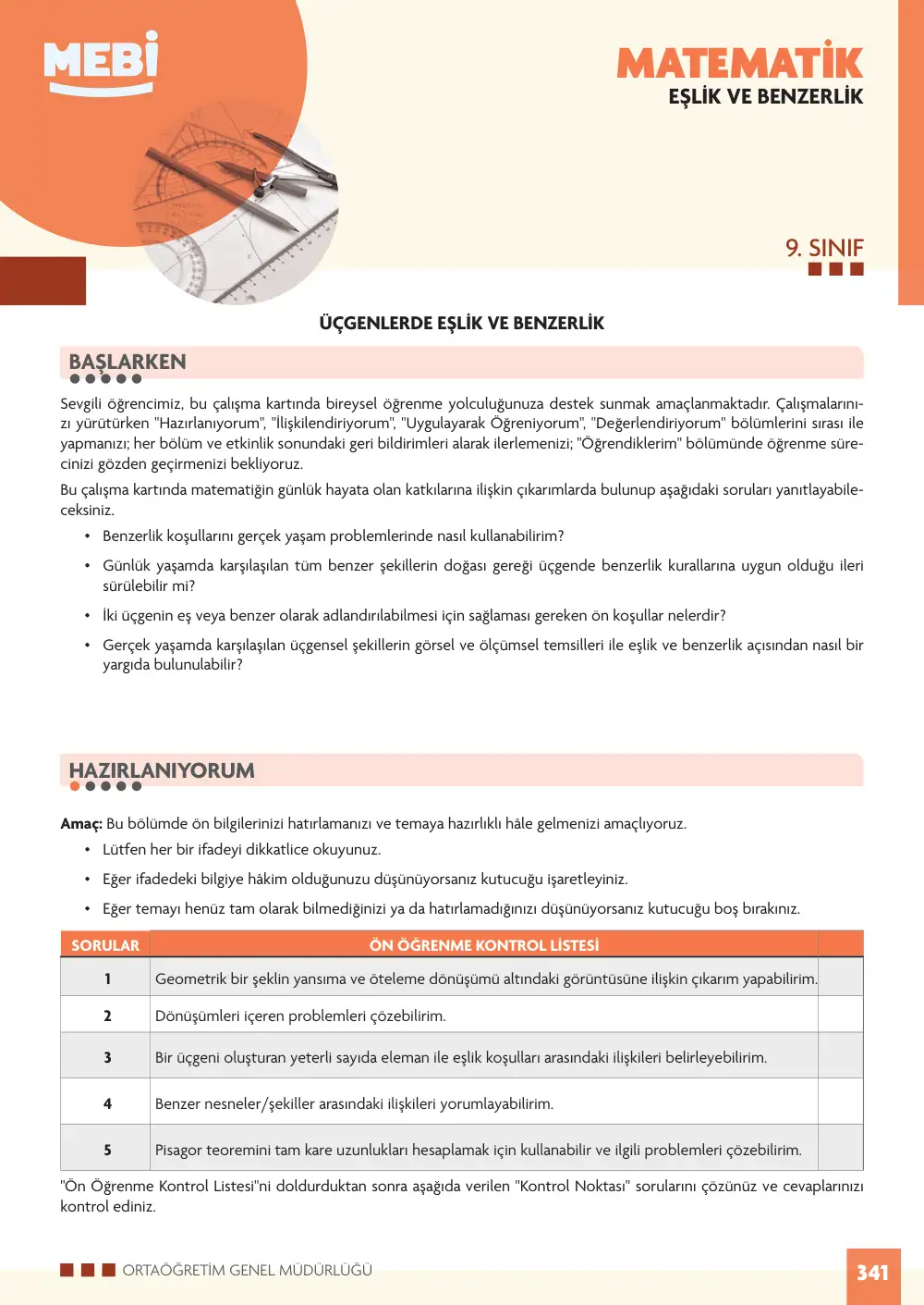 9. Sınıf Matematik Bireysel Öğrenme Etkinlikleri (2026-2027) sayfa 339