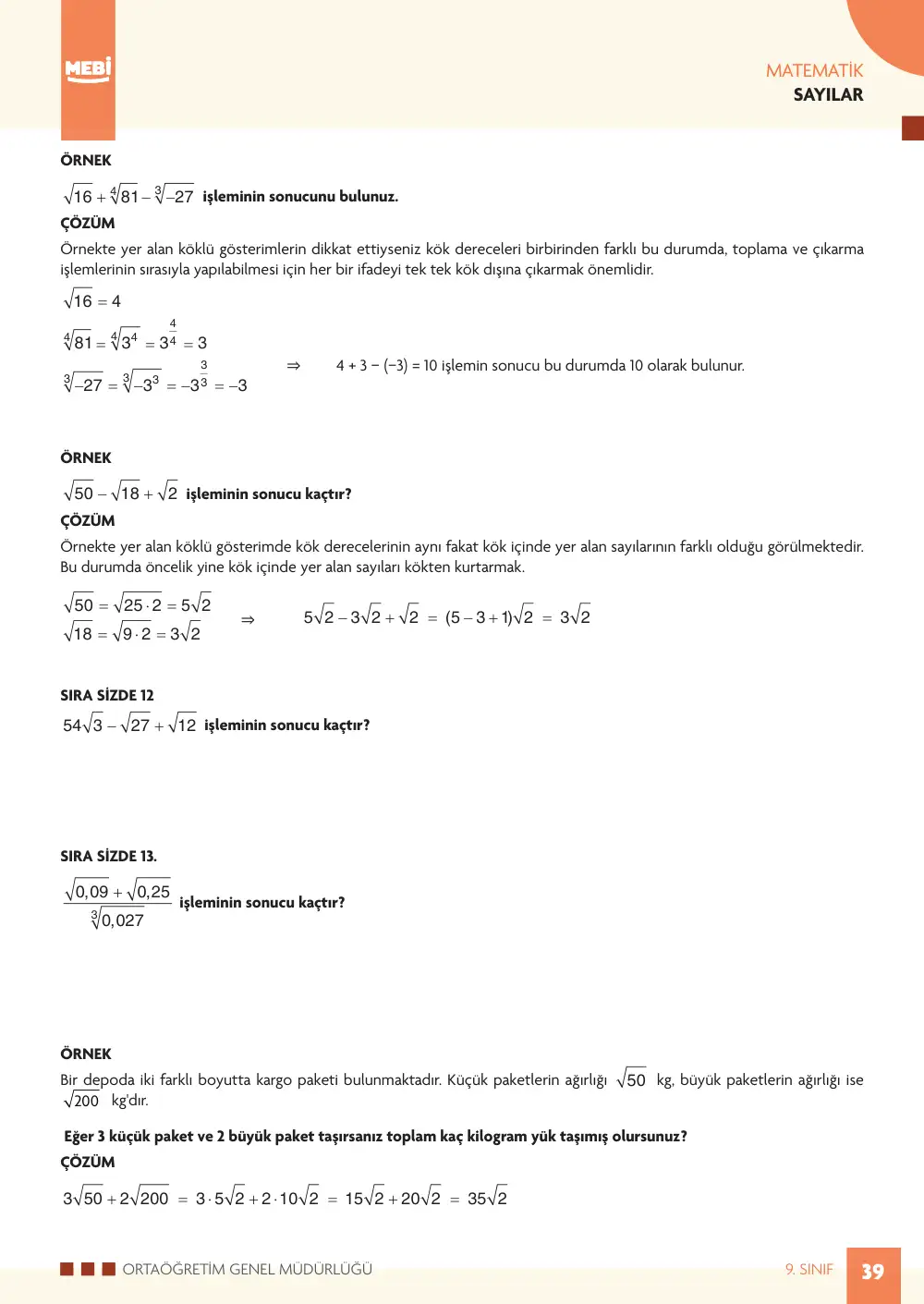 9. Sınıf Matematik Bireysel Öğrenme Etkinlikleri (2026-2027) sayfa 37