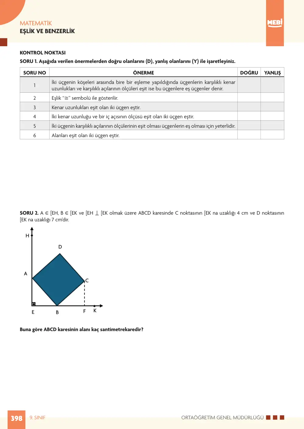 9. Sınıf Matematik Bireysel Öğrenme Etkinlikleri (2026-2027) sayfa 396