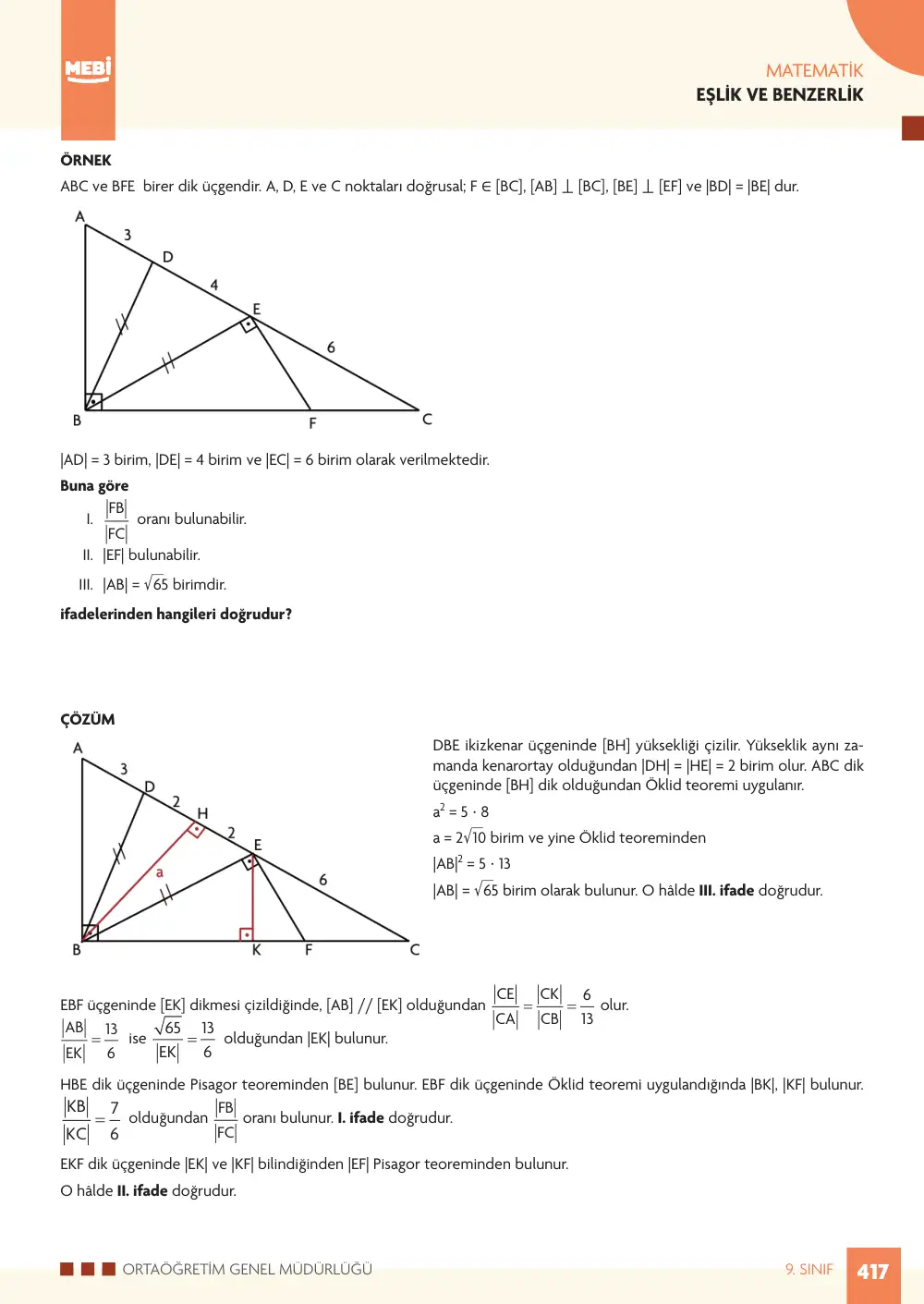 9. Sınıf Matematik Bireysel Öğrenme Etkinlikleri (2026-2027) sayfa 415