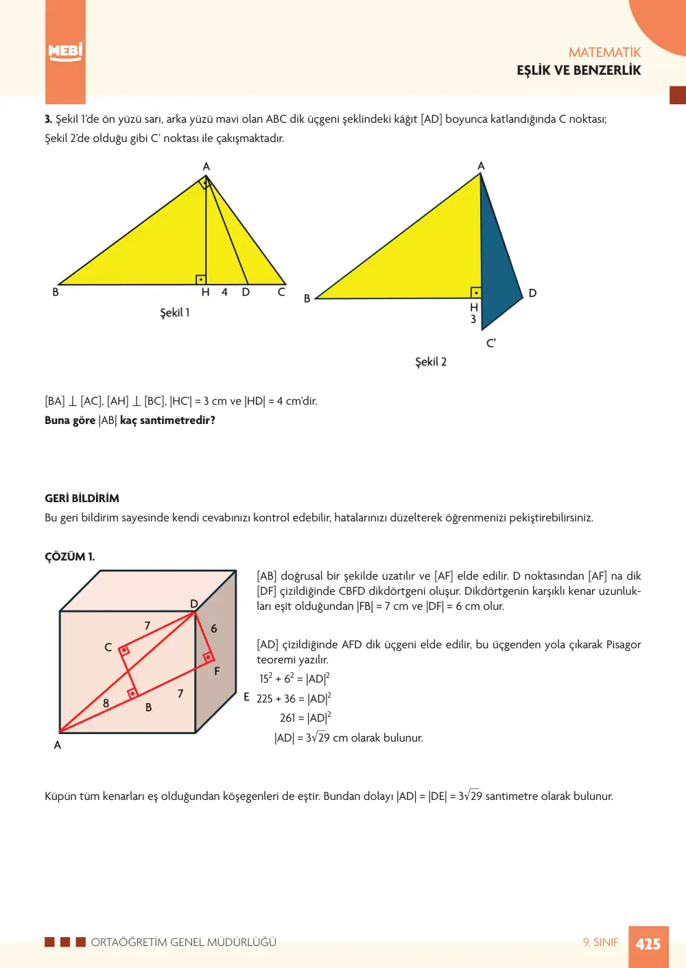 9. Sınıf Matematik Bireysel Öğrenme Etkinlikleri (2026-2027) sayfa 423