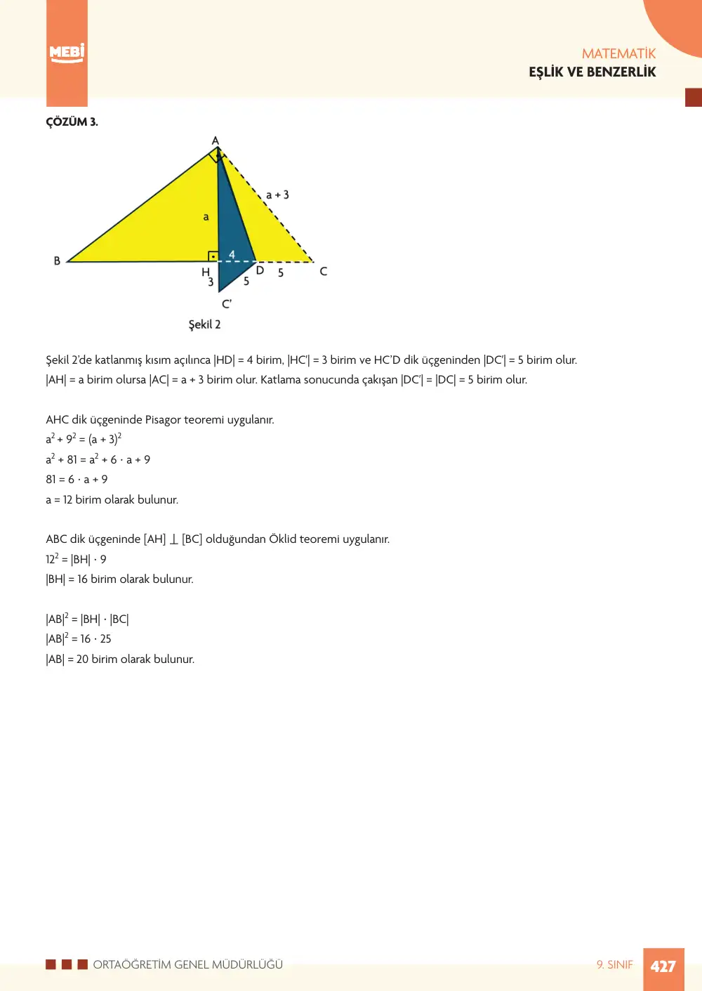 9. Sınıf Matematik Bireysel Öğrenme Etkinlikleri (2026-2027) sayfa 425