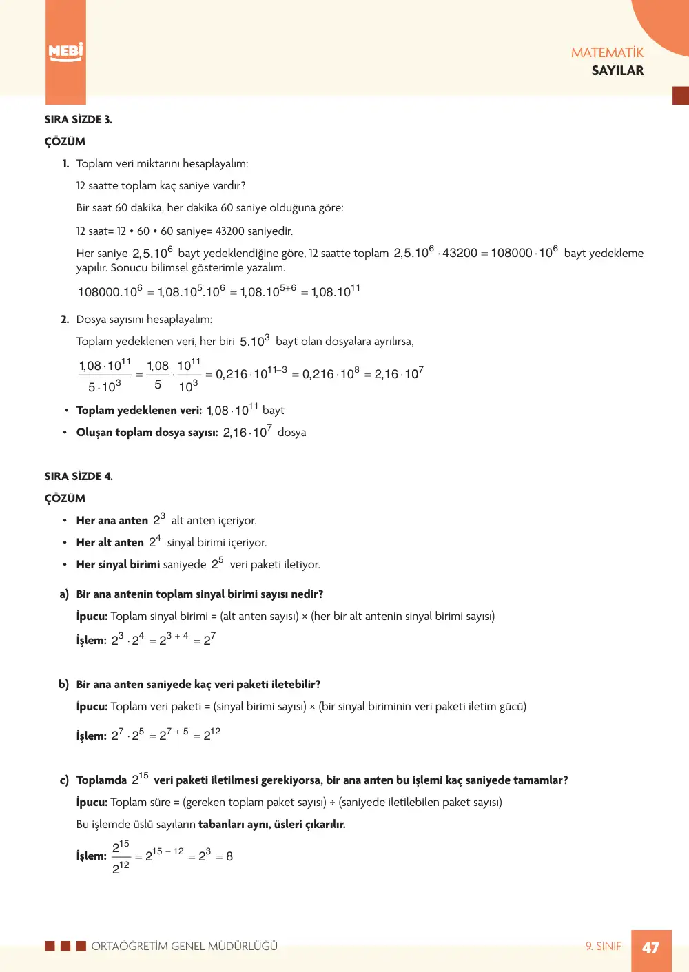 9. Sınıf Matematik Bireysel Öğrenme Etkinlikleri (2026-2027) sayfa 45