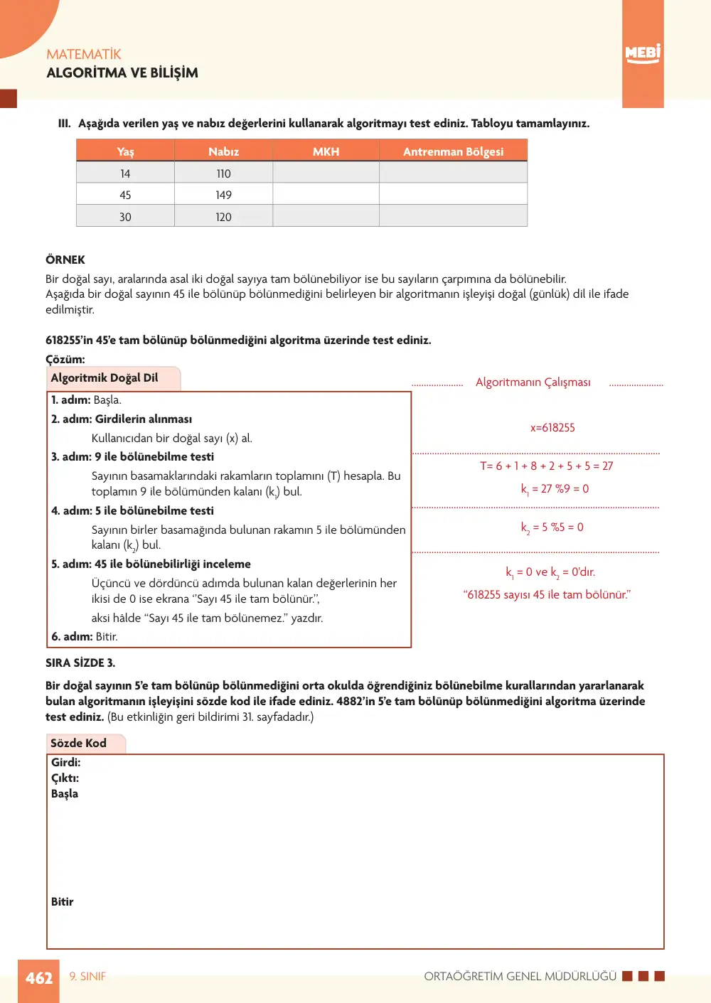 9. Sınıf Matematik Bireysel Öğrenme Etkinlikleri (2026-2027) sayfa 460