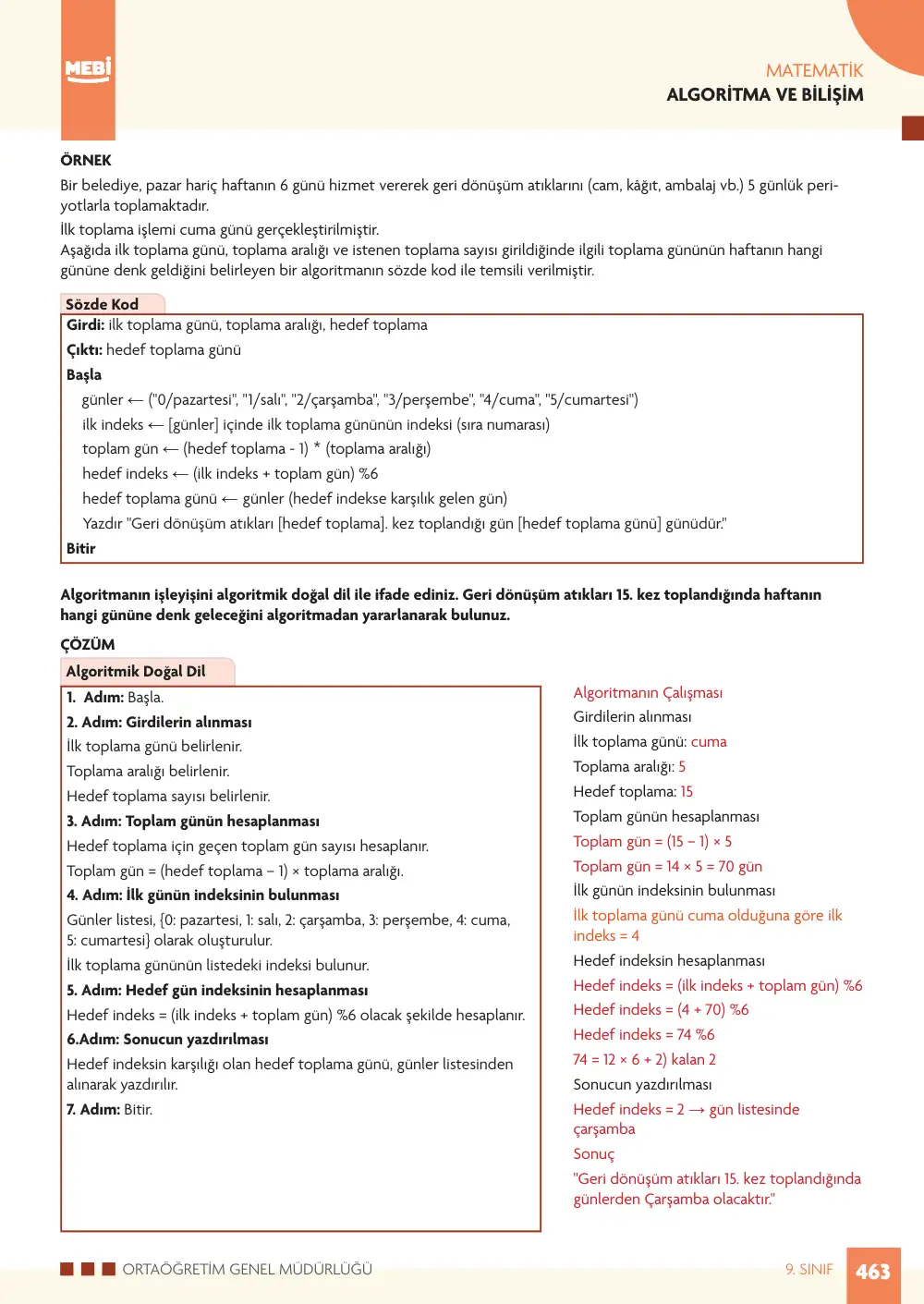 9. Sınıf Matematik Bireysel Öğrenme Etkinlikleri (2026-2027) sayfa 461