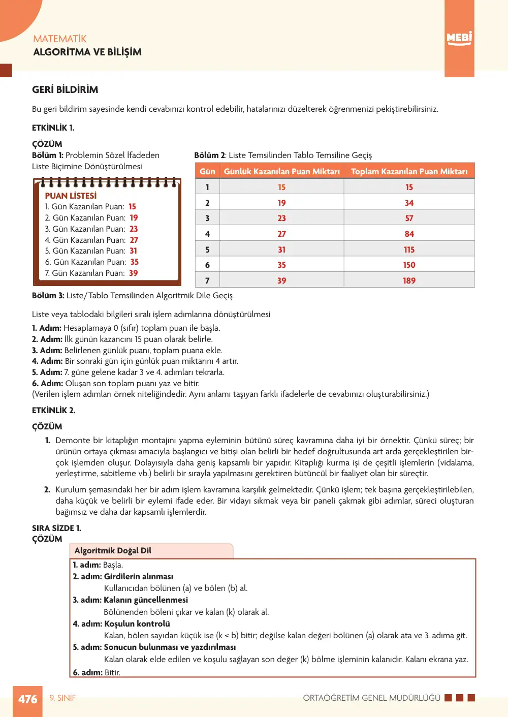 9. Sınıf Matematik Bireysel Öğrenme Etkinlikleri (2026-2027) sayfa 474