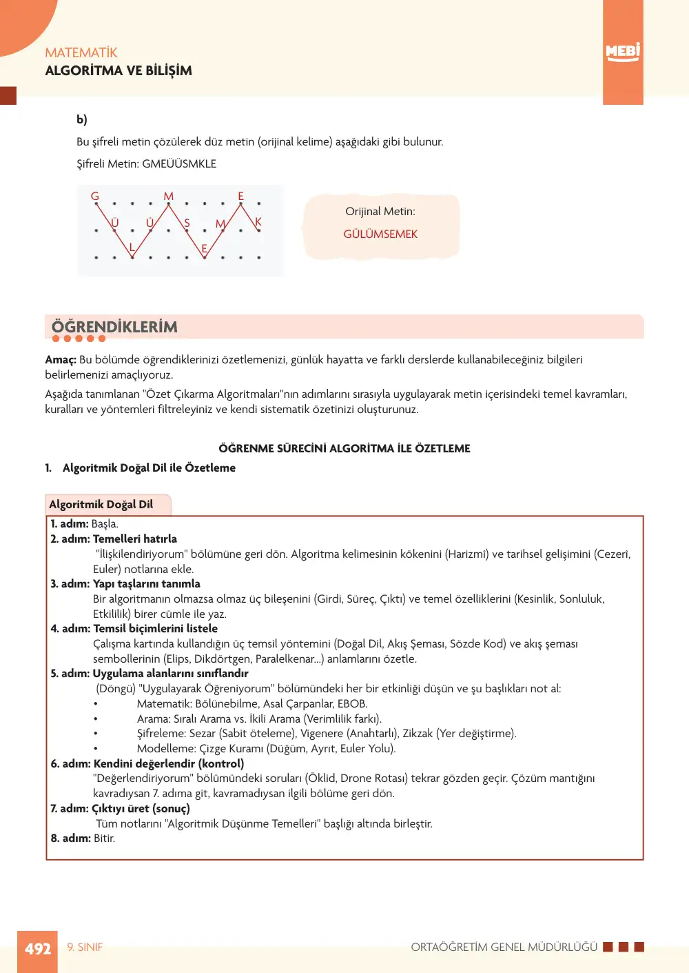 9. Sınıf Matematik Bireysel Öğrenme Etkinlikleri (2026-2027) sayfa 490
