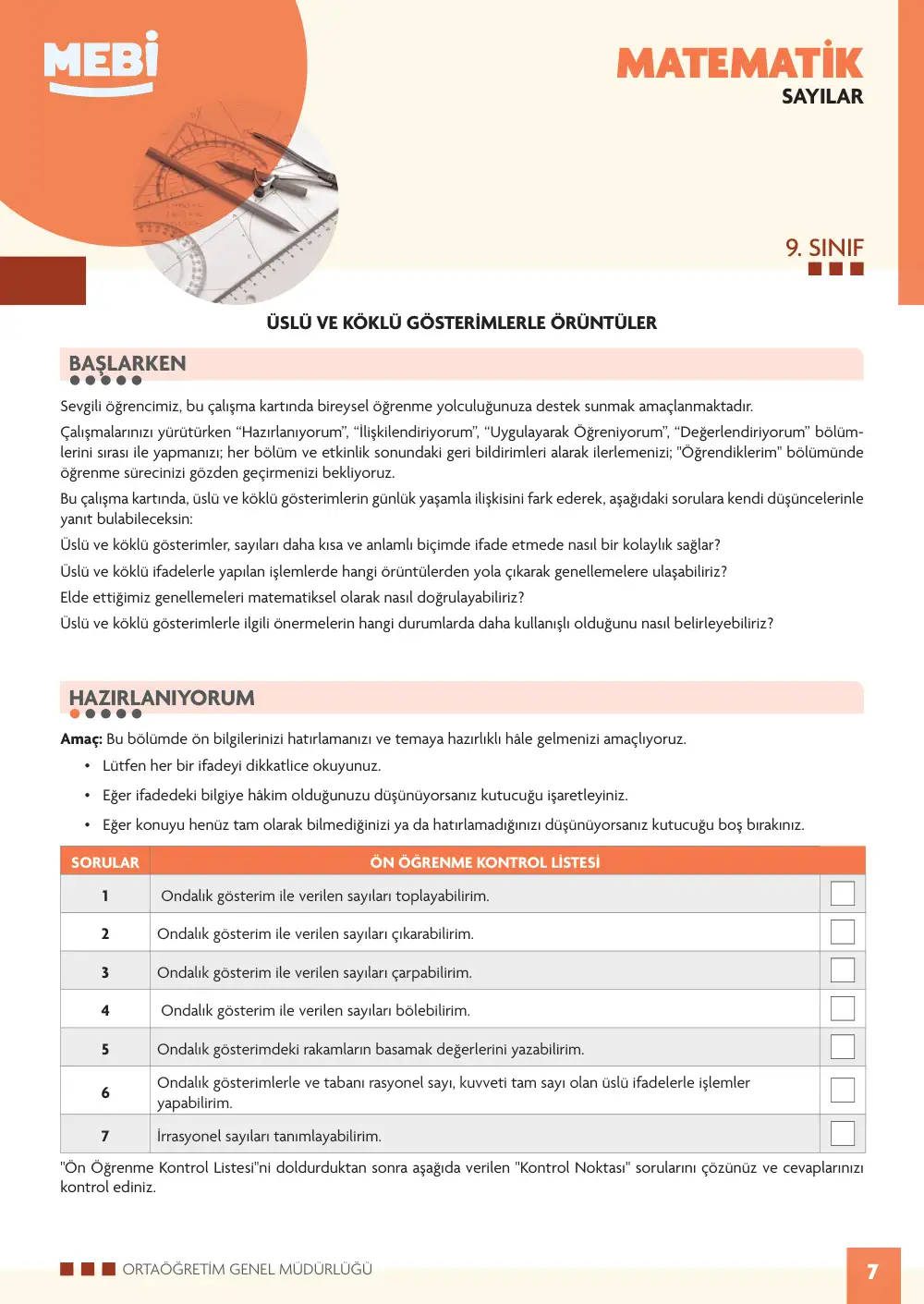 9. Sınıf Matematik Bireysel Öğrenme Etkinlikleri (2026-2027) sayfa 5
