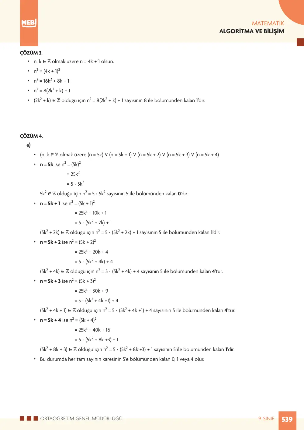 9. Sınıf Matematik Bireysel Öğrenme Etkinlikleri (2026-2027) sayfa 537
